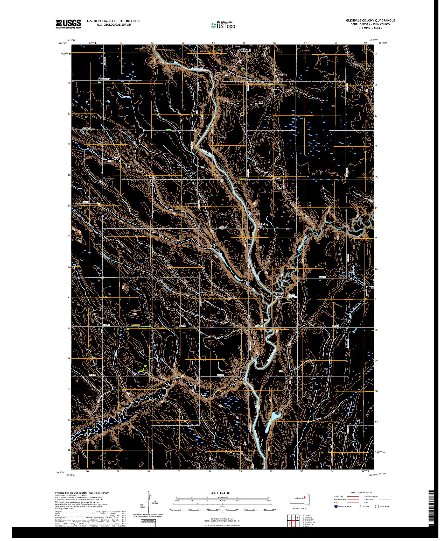 USGS US TOPO 7.5-MINUTE MAP FOR GLENDALE COLONY, SD 2021