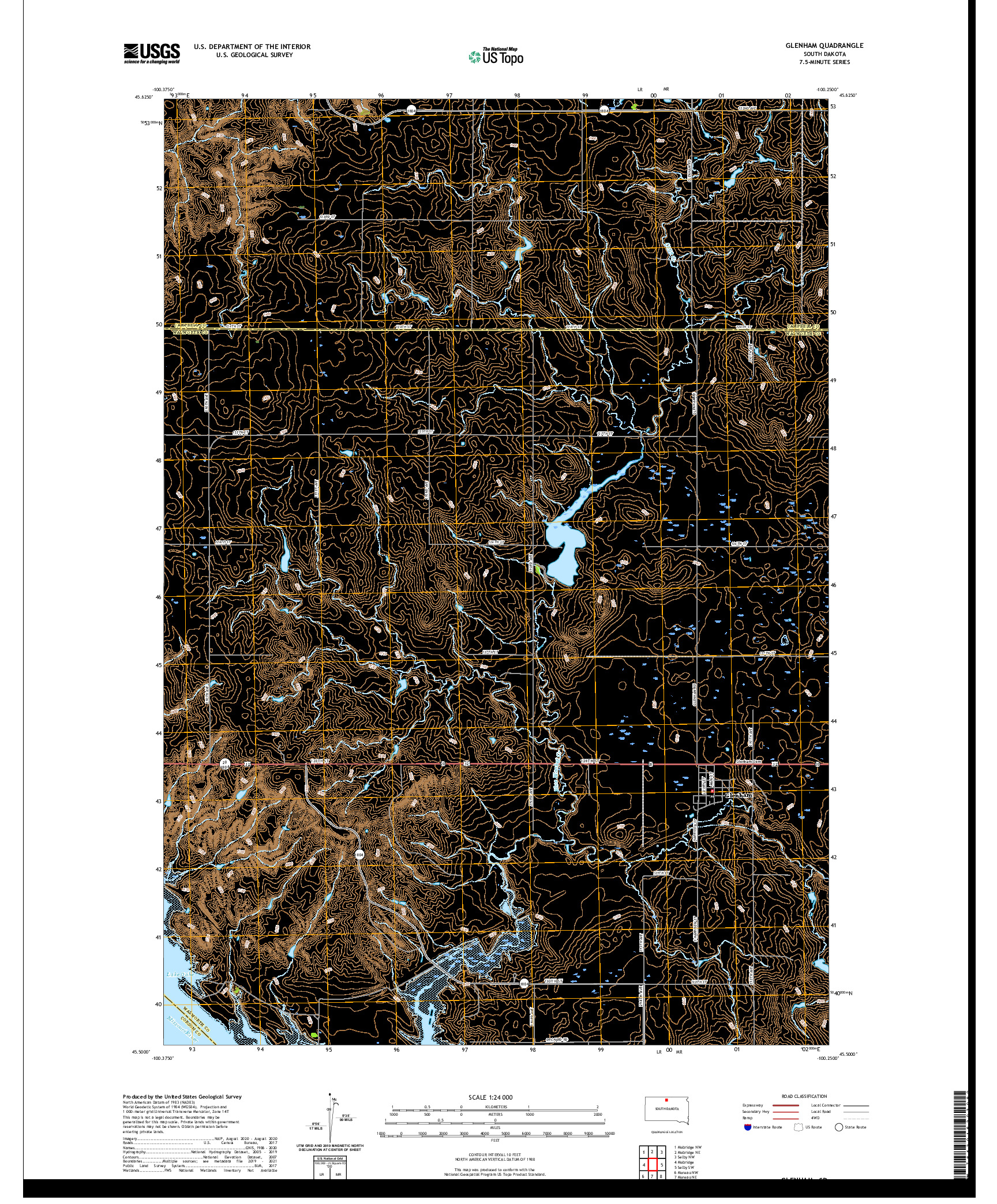 USGS US TOPO 7.5-MINUTE MAP FOR GLENHAM, SD 2021