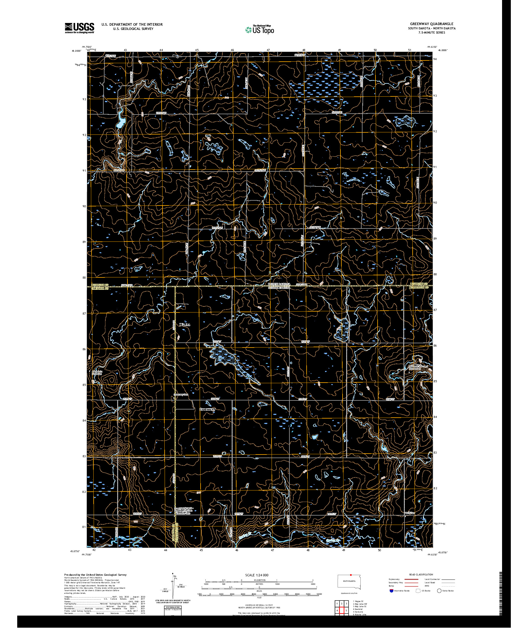 USGS US TOPO 7.5-MINUTE MAP FOR GREENWAY, SD,ND 2021