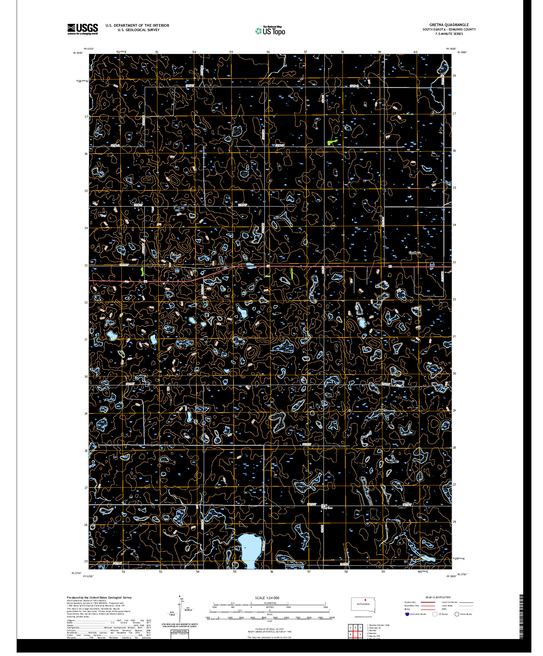 USGS US TOPO 7.5-MINUTE MAP FOR GRETNA, SD 2021