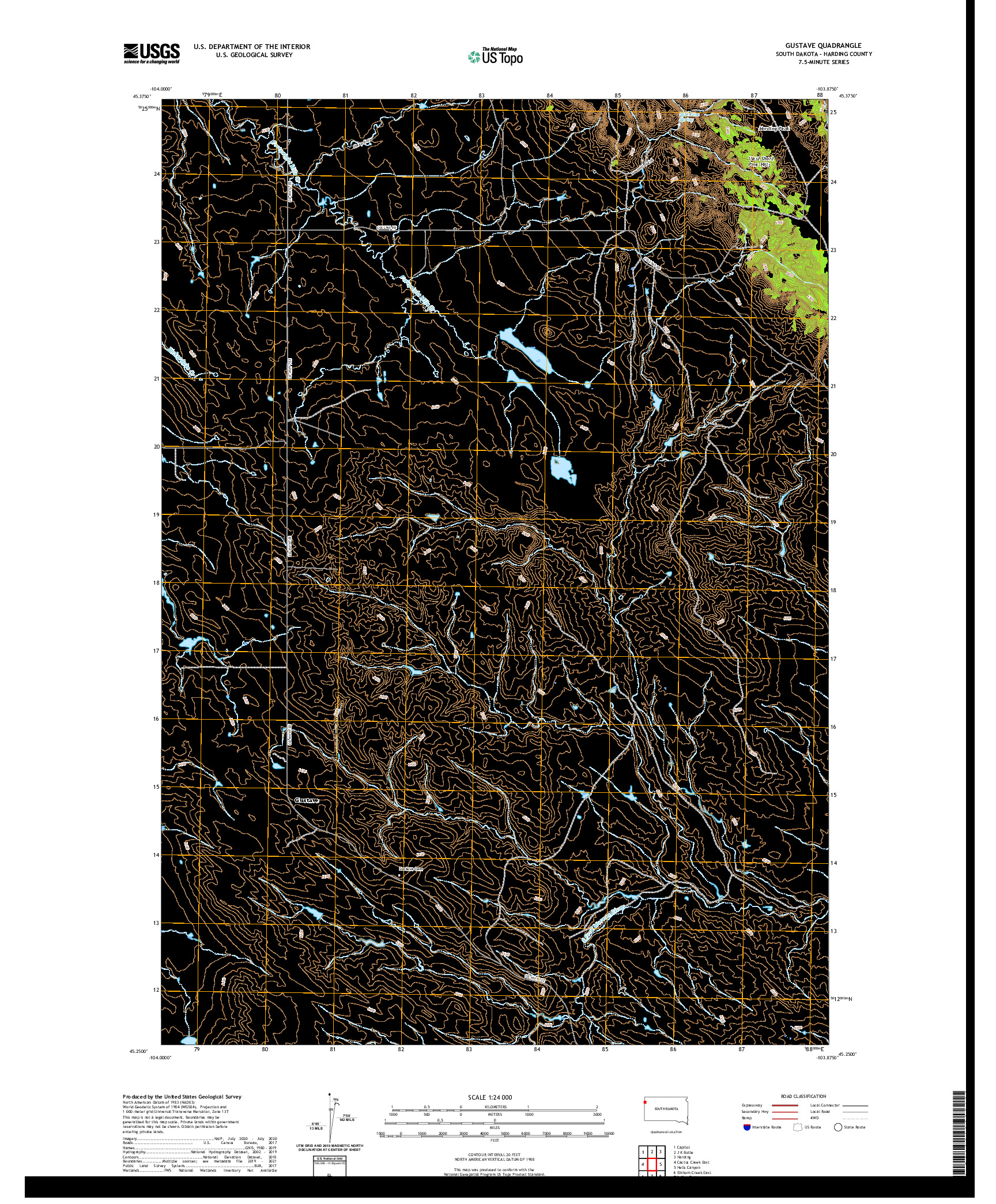 USGS US TOPO 7.5-MINUTE MAP FOR GUSTAVE, SD 2021