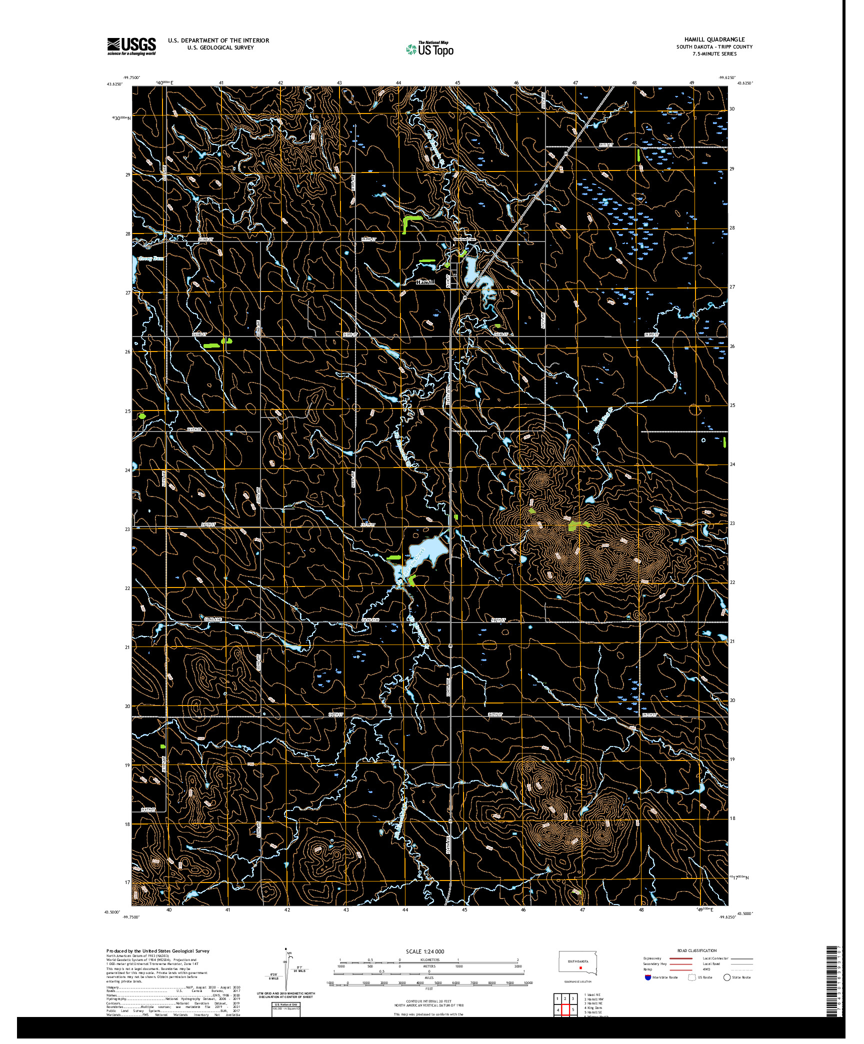 USGS US TOPO 7.5-MINUTE MAP FOR HAMILL, SD 2021