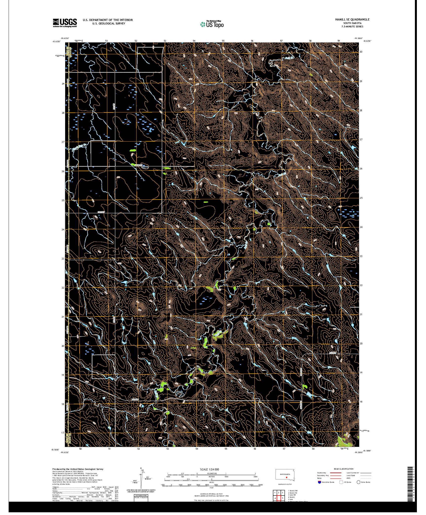 USGS US TOPO 7.5-MINUTE MAP FOR HAMILL SE, SD 2021