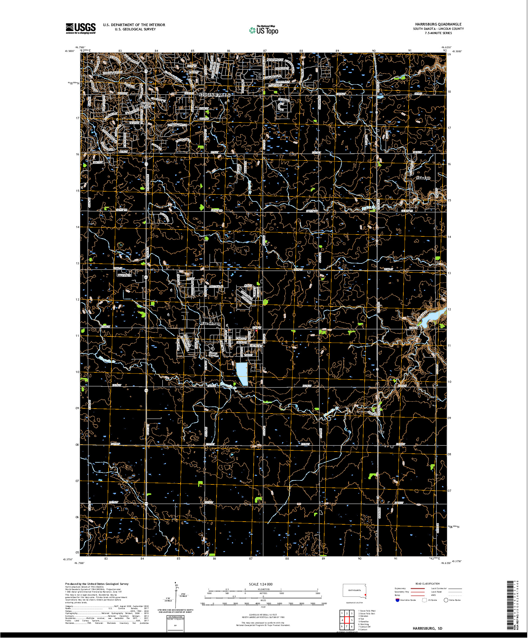 USGS US TOPO 7.5-MINUTE MAP FOR HARRISBURG, SD 2021