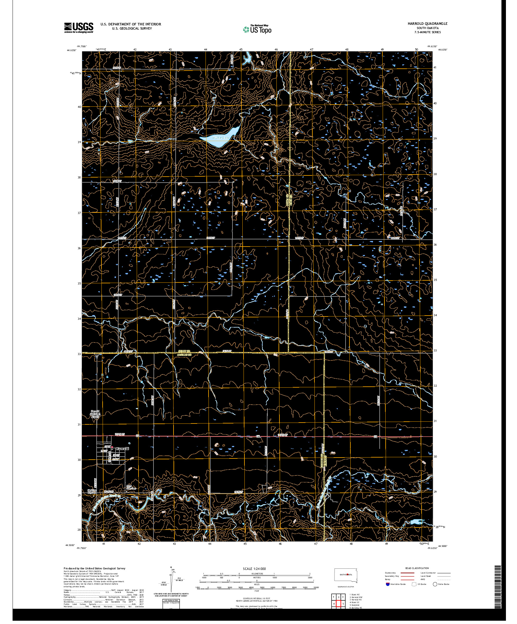 USGS US TOPO 7.5-MINUTE MAP FOR HARROLD, SD 2021