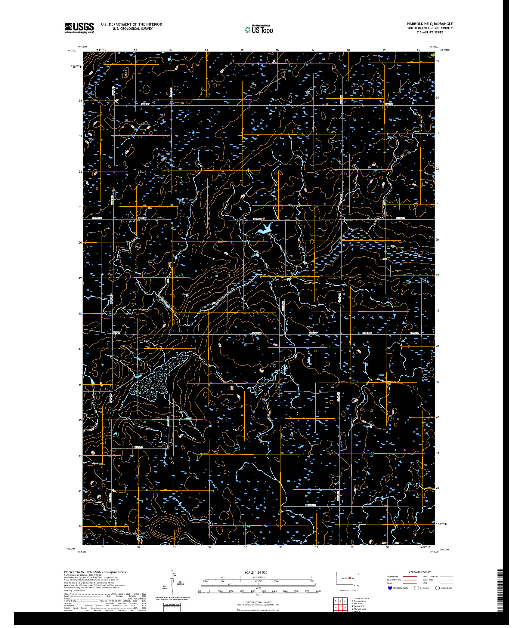 USGS US TOPO 7.5-MINUTE MAP FOR HARROLD NE, SD 2021