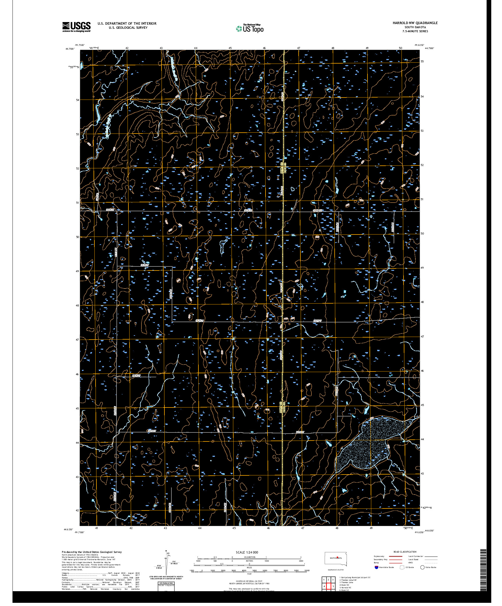 USGS US TOPO 7.5-MINUTE MAP FOR HARROLD NW, SD 2021
