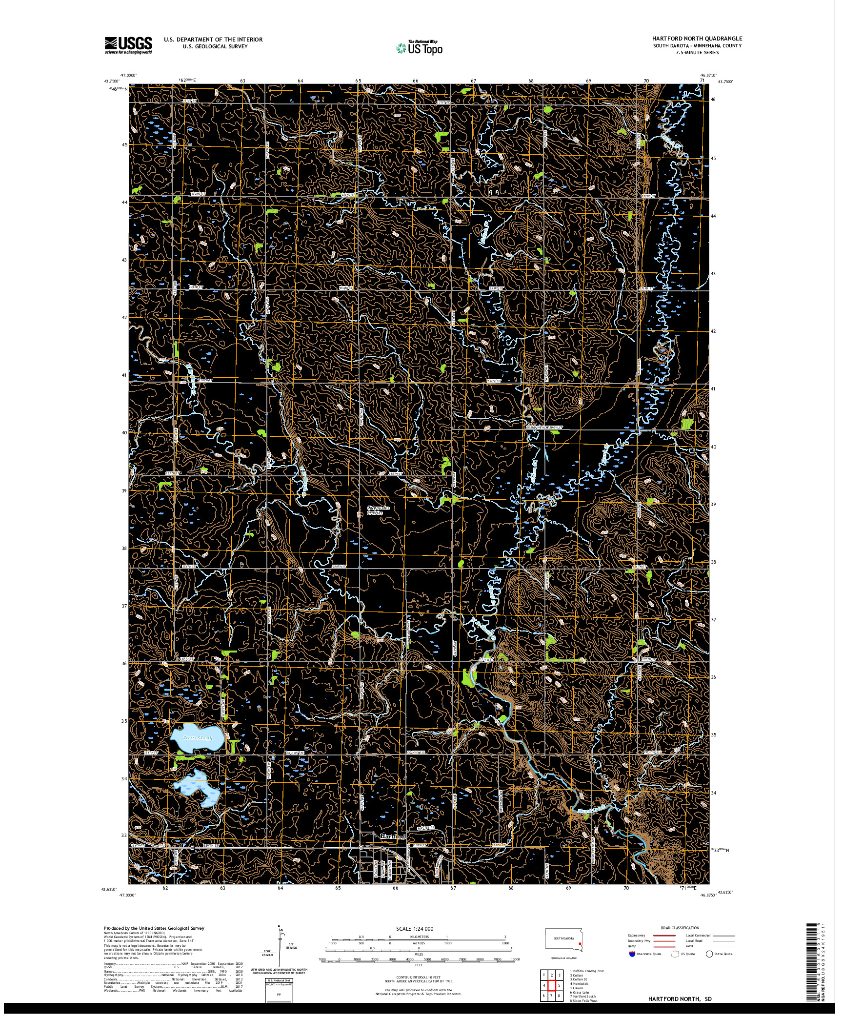 USGS US TOPO 7.5-MINUTE MAP FOR HARTFORD NORTH, SD 2021