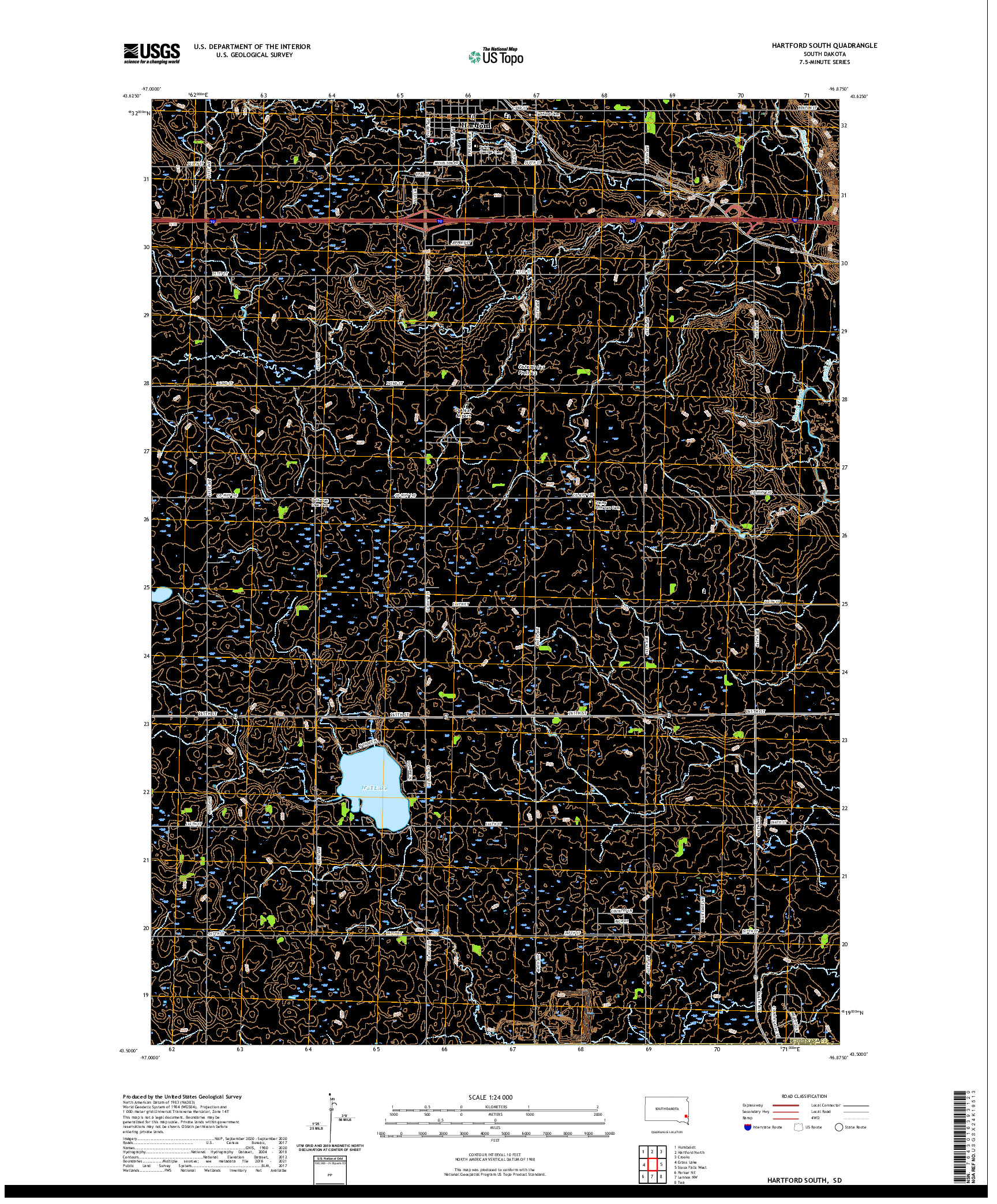 USGS US TOPO 7.5-MINUTE MAP FOR HARTFORD SOUTH, SD 2021