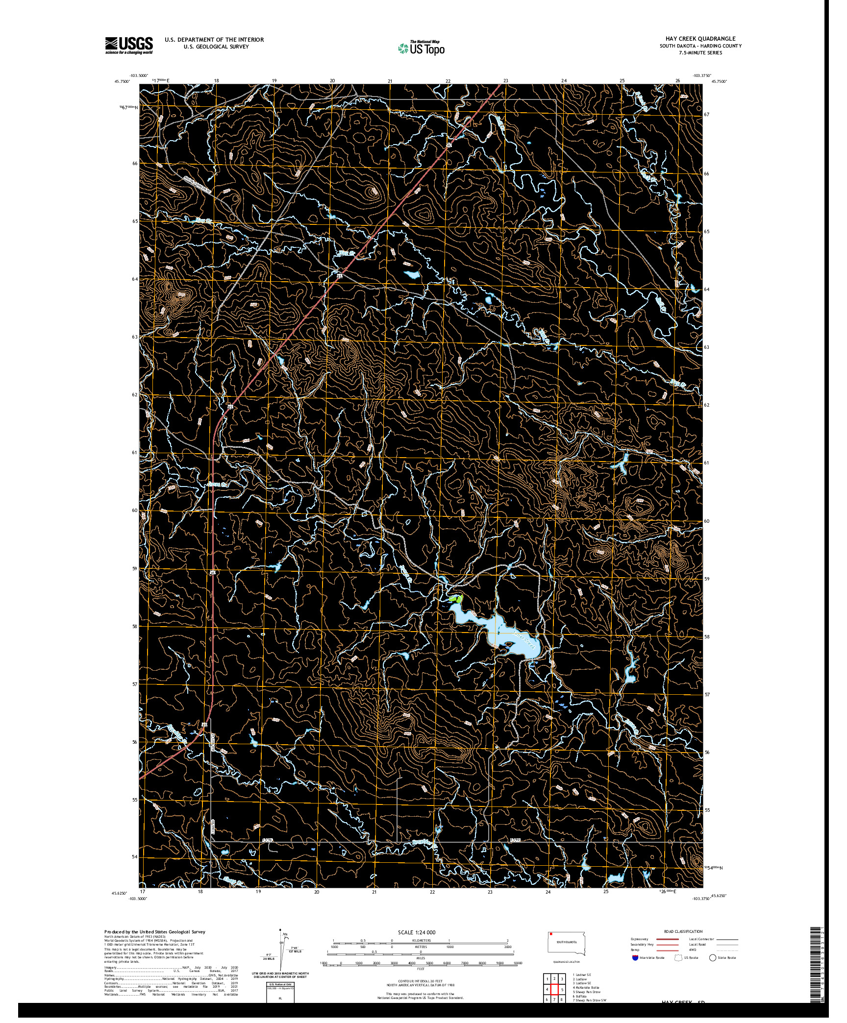 USGS US TOPO 7.5-MINUTE MAP FOR HAY CREEK, SD 2021