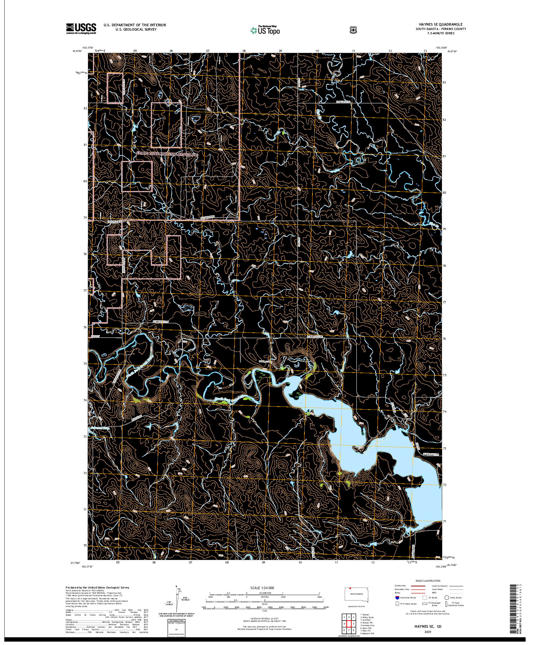 USGS US TOPO 7.5-MINUTE MAP FOR HAYNES SE, SD 2021
