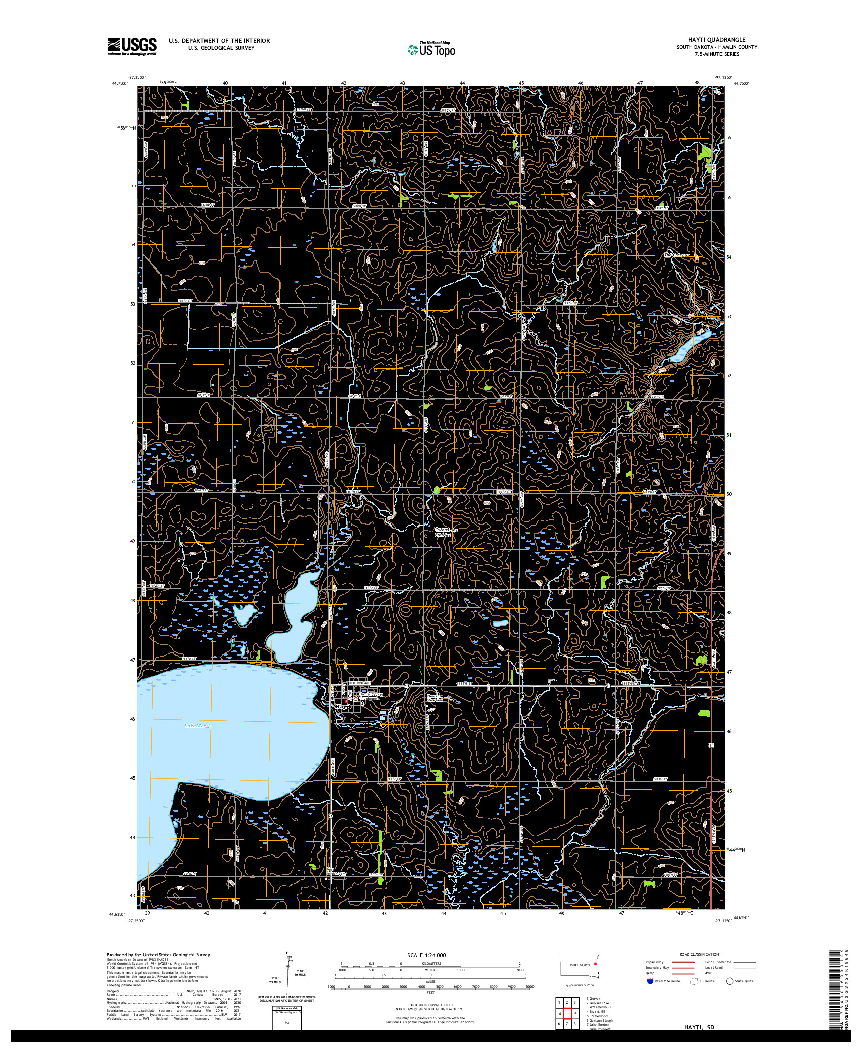 USGS US TOPO 7.5-MINUTE MAP FOR HAYTI, SD 2021