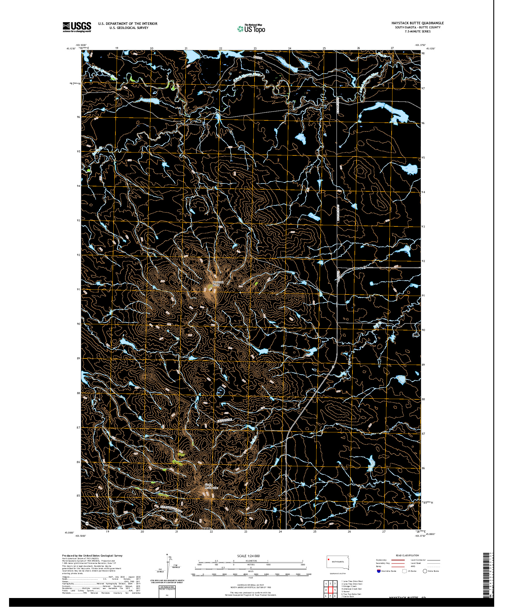 USGS US TOPO 7.5-MINUTE MAP FOR HAYSTACK BUTTE, SD 2021