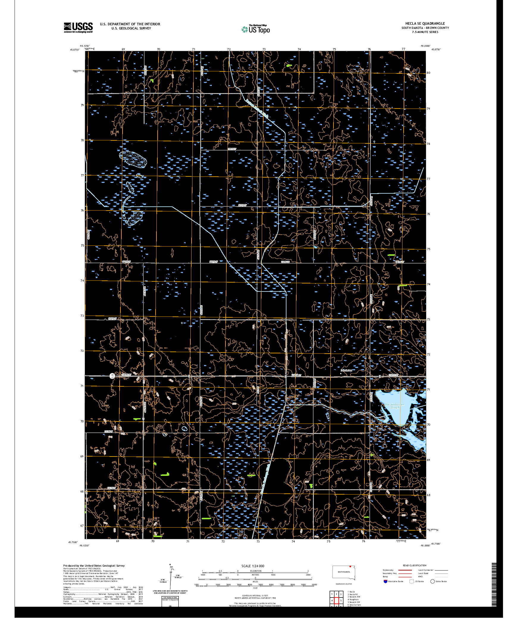 USGS US TOPO 7.5-MINUTE MAP FOR HECLA SE, SD 2021