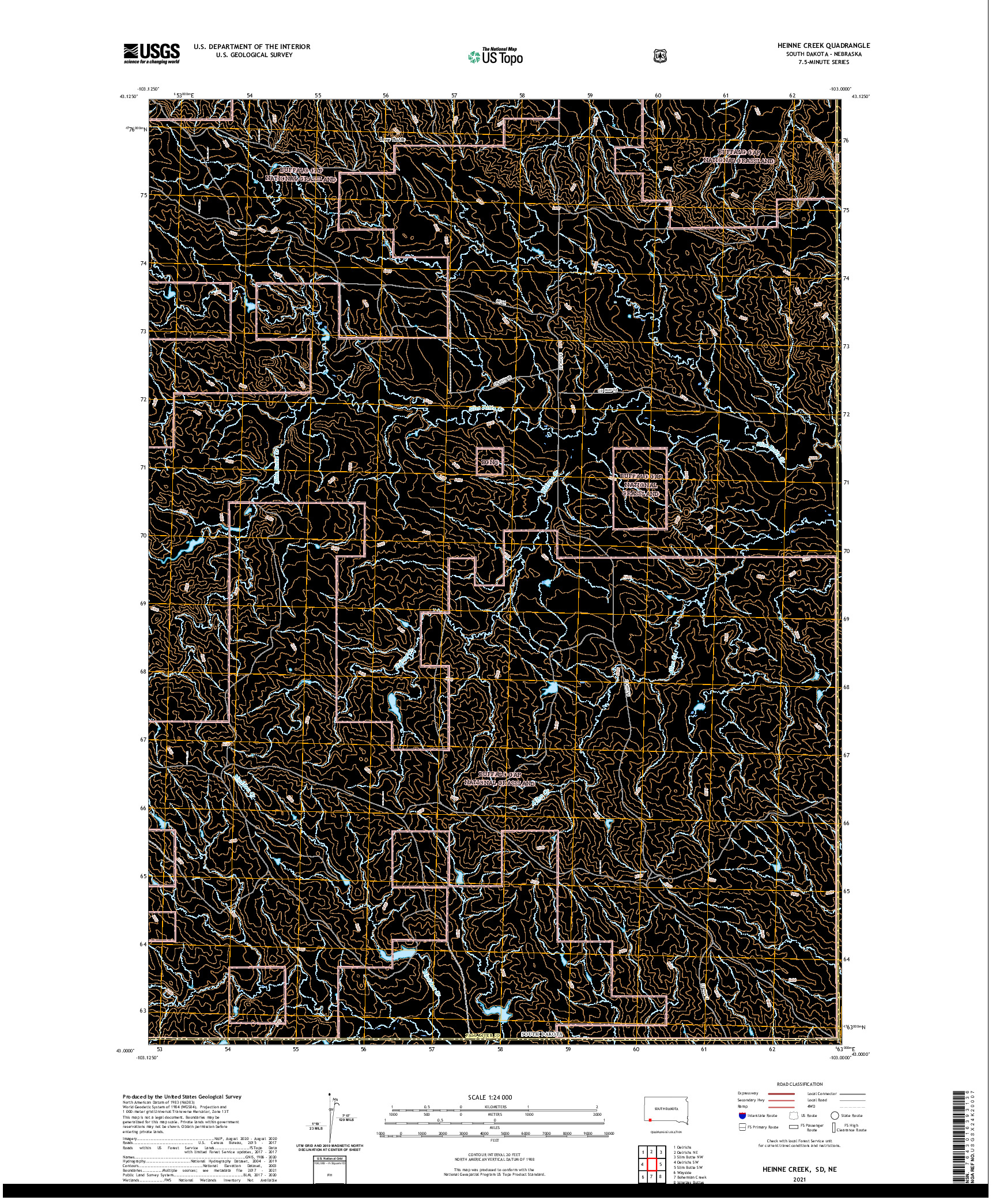 USGS US TOPO 7.5-MINUTE MAP FOR HEINNE CREEK, SD,NE 2021