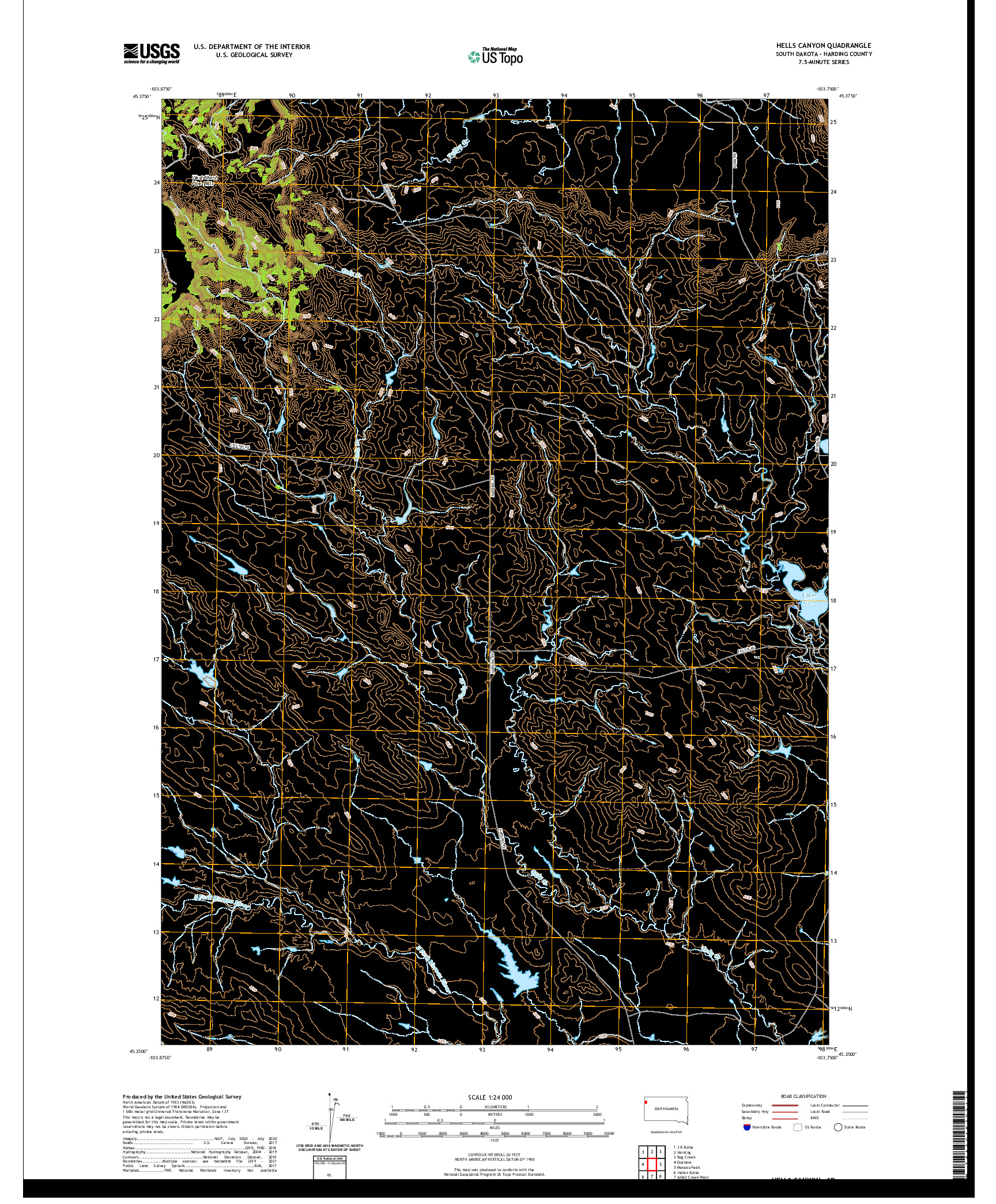 USGS US TOPO 7.5-MINUTE MAP FOR HELLS CANYON, SD 2021