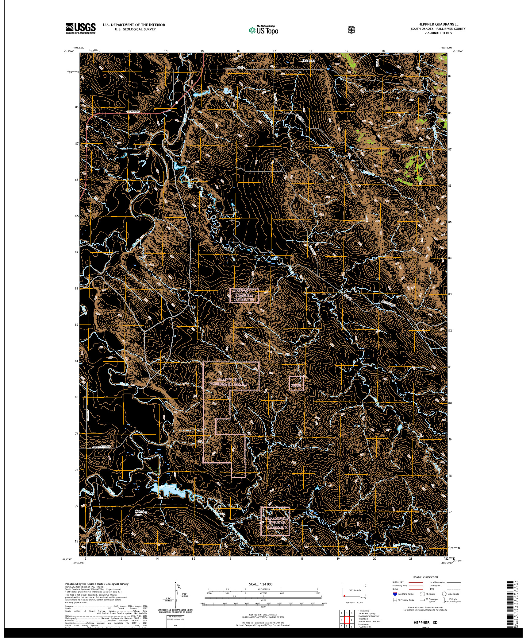 USGS US TOPO 7.5-MINUTE MAP FOR HEPPNER, SD 2021