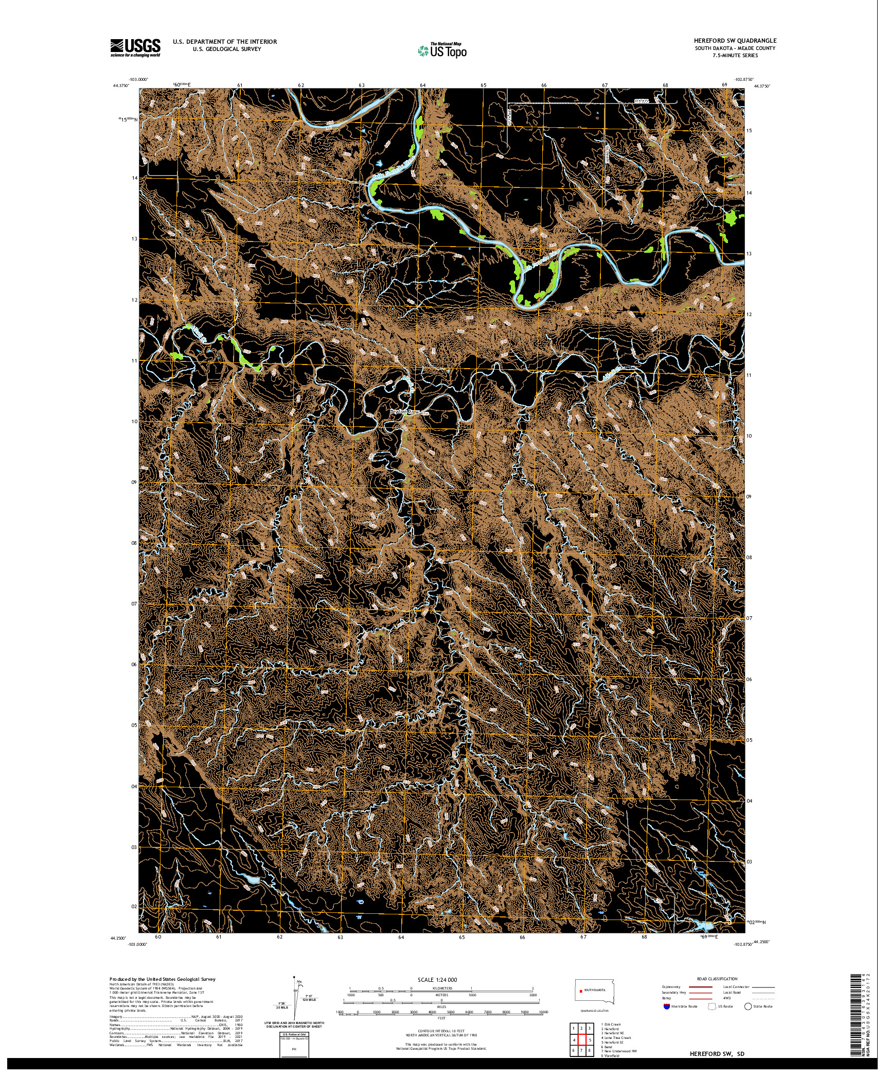 USGS US TOPO 7.5-MINUTE MAP FOR HEREFORD SW, SD 2021