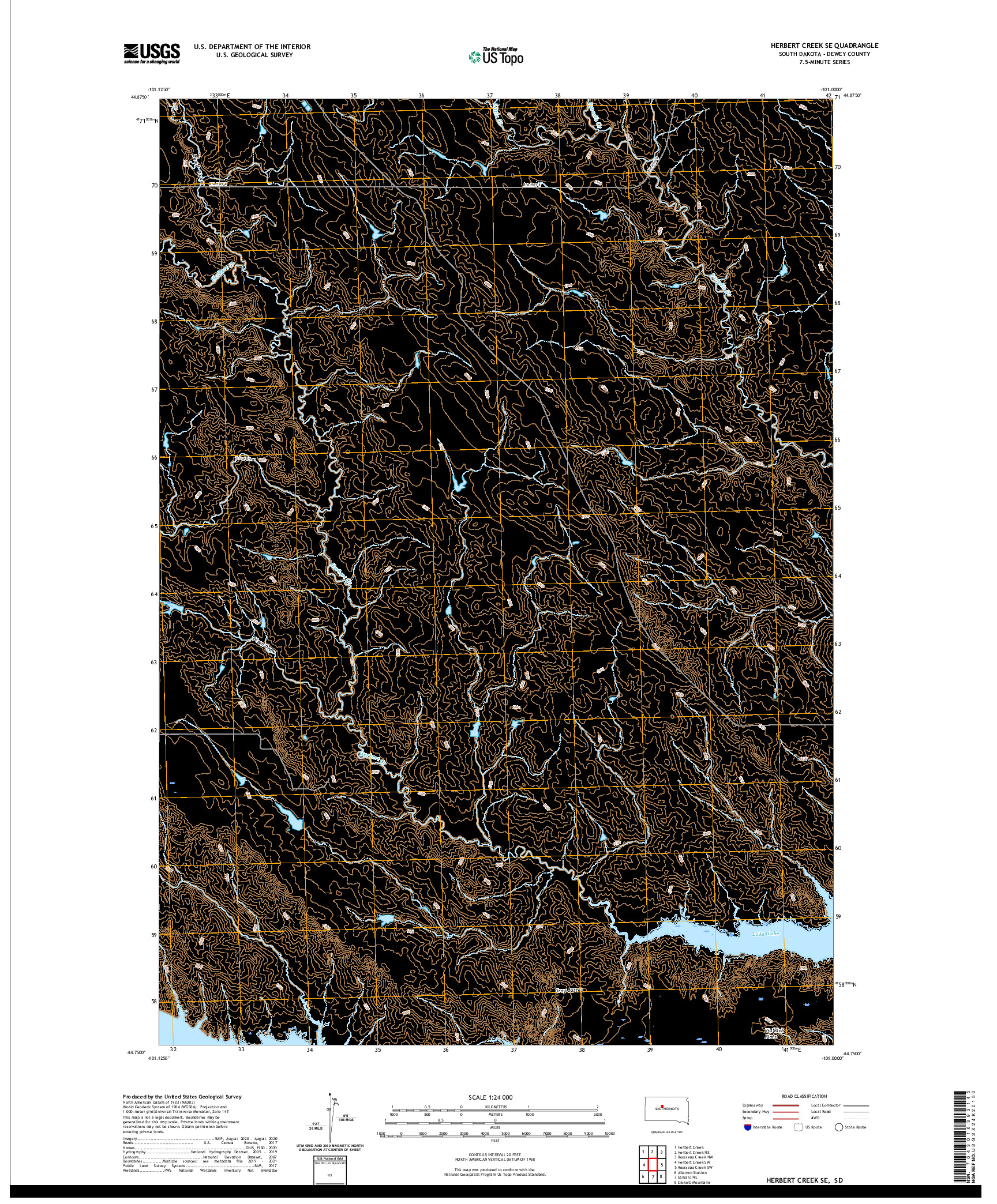 USGS US TOPO 7.5-MINUTE MAP FOR HERBERT CREEK SE, SD 2021