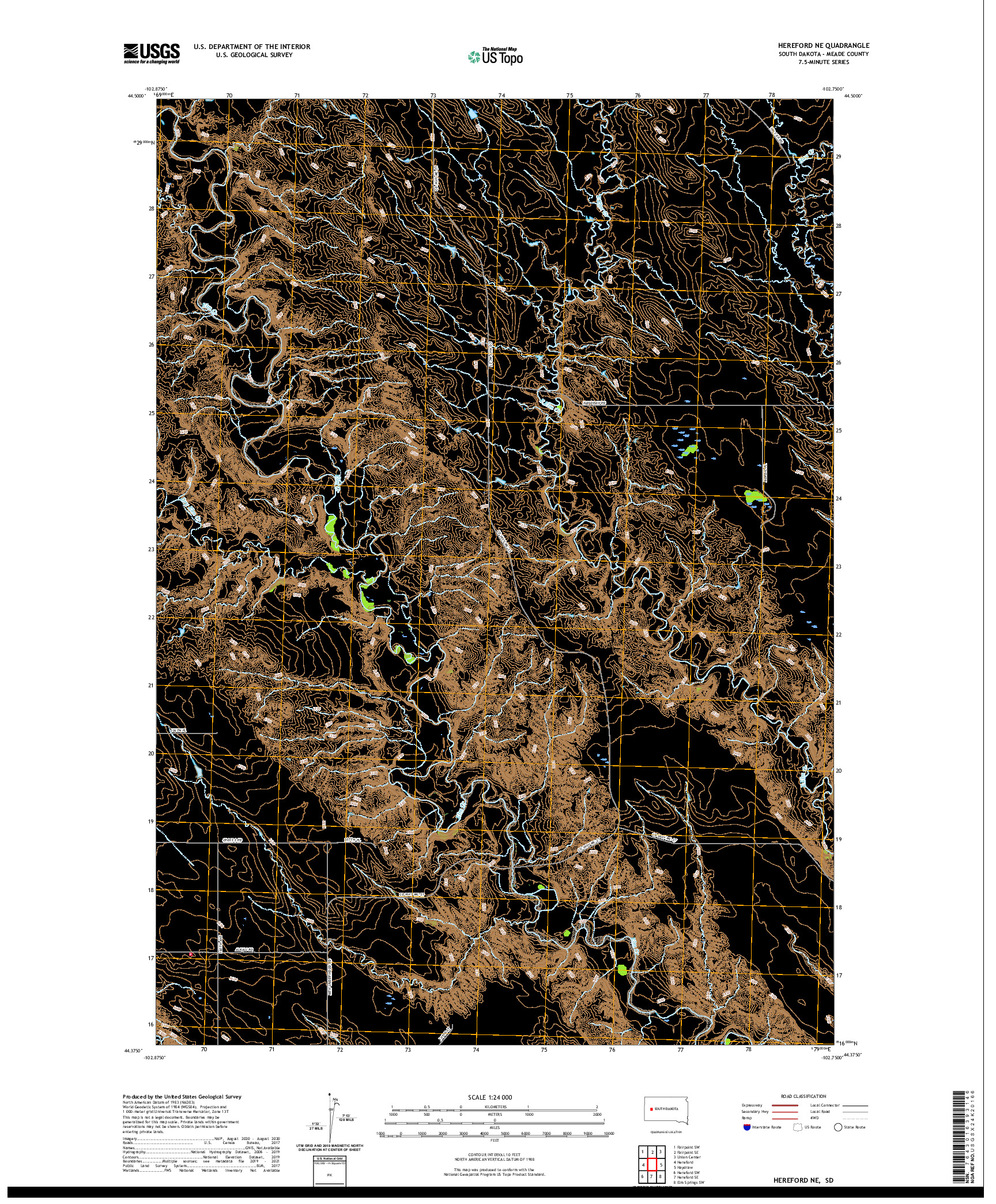 USGS US TOPO 7.5-MINUTE MAP FOR HEREFORD NE, SD 2021