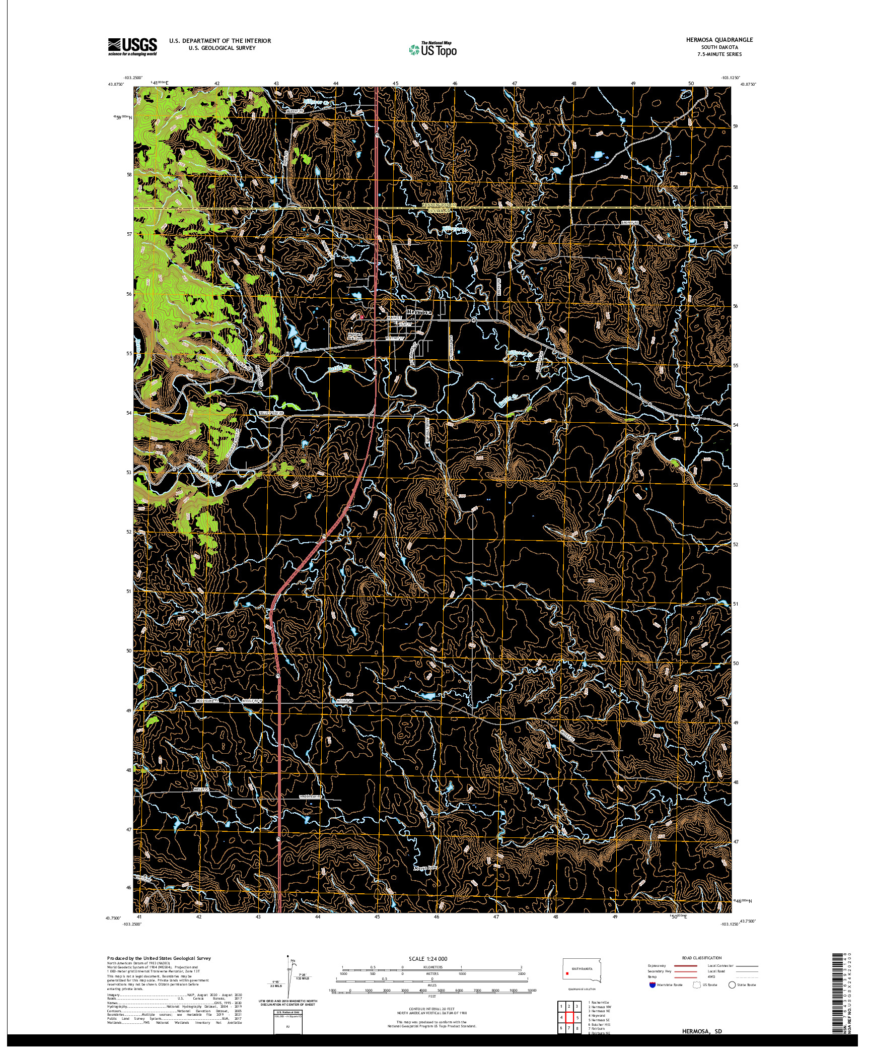 USGS US TOPO 7.5-MINUTE MAP FOR HERMOSA, SD 2021