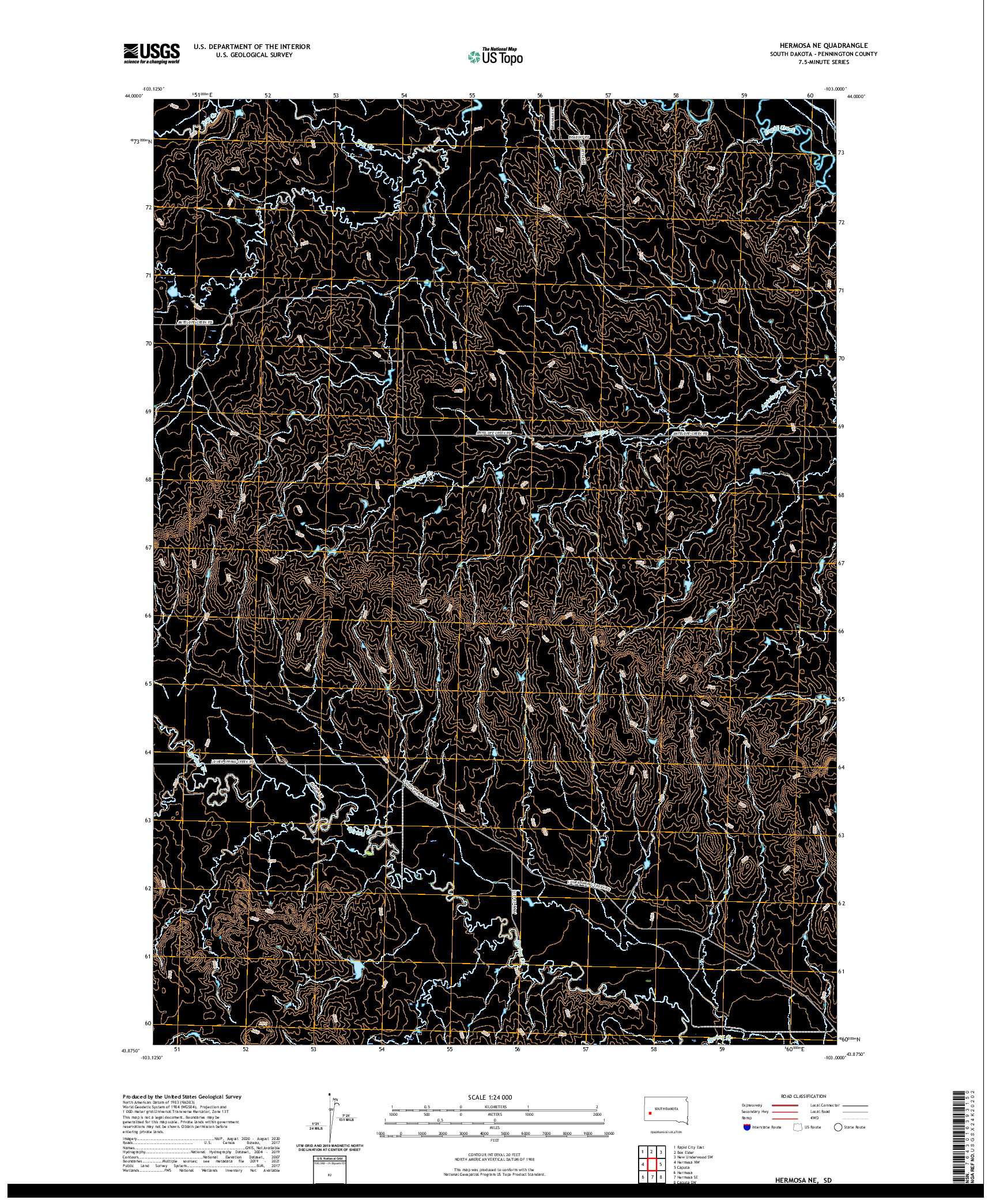 USGS US TOPO 7.5-MINUTE MAP FOR HERMOSA NE, SD 2021