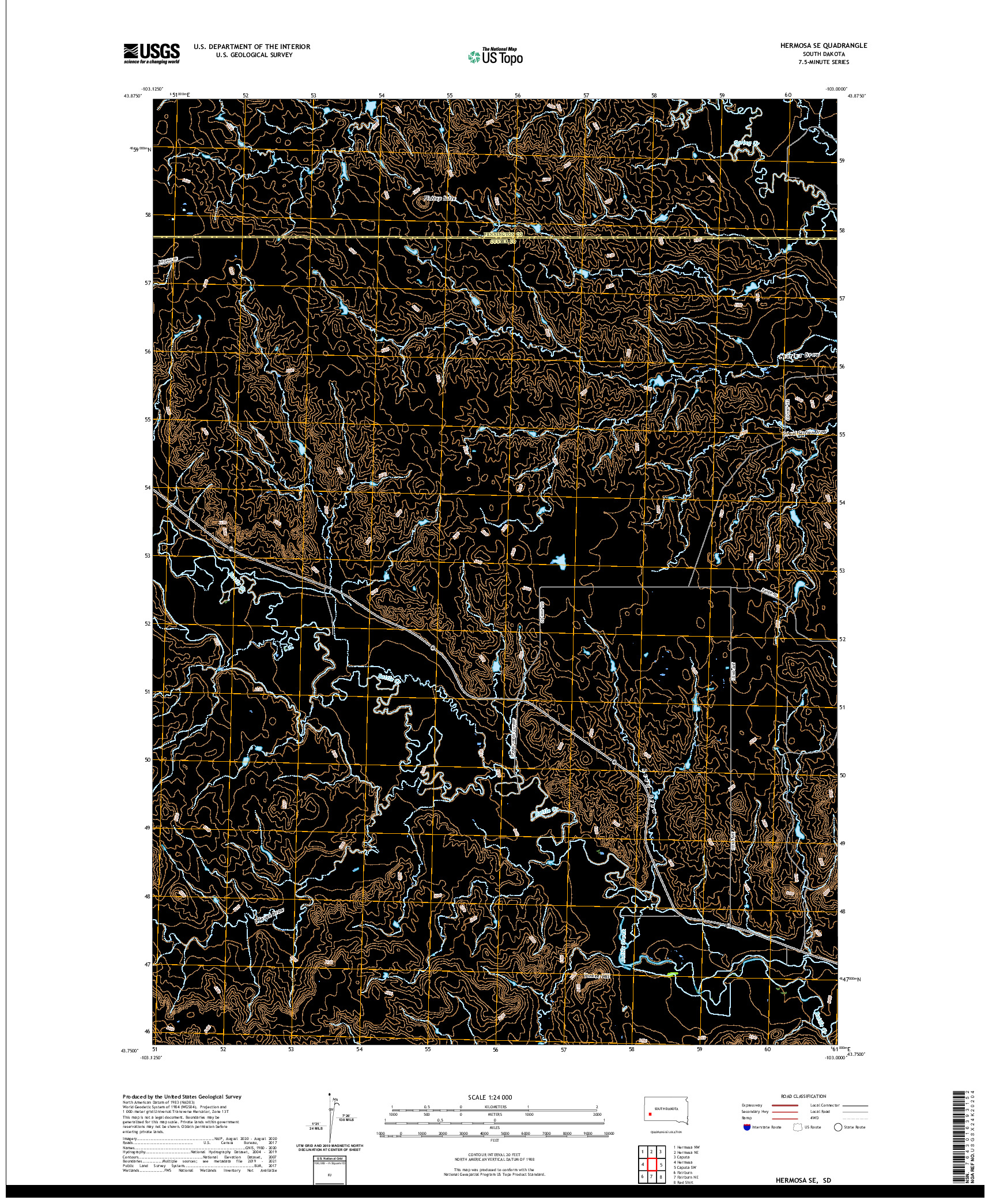 USGS US TOPO 7.5-MINUTE MAP FOR HERMOSA SE, SD 2021