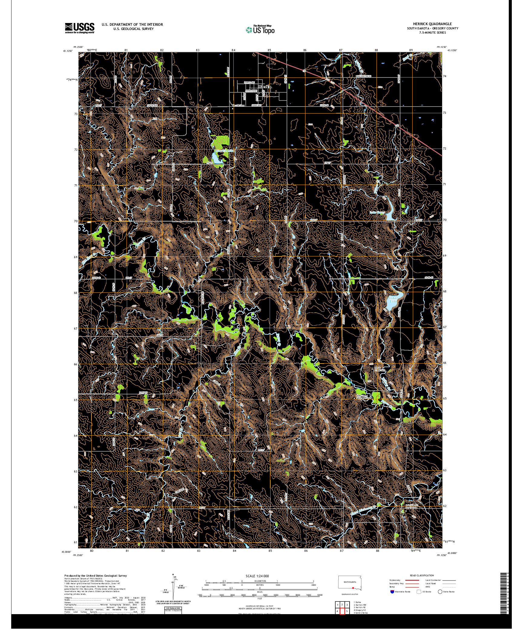 USGS US TOPO 7.5-MINUTE MAP FOR HERRICK, SD 2021