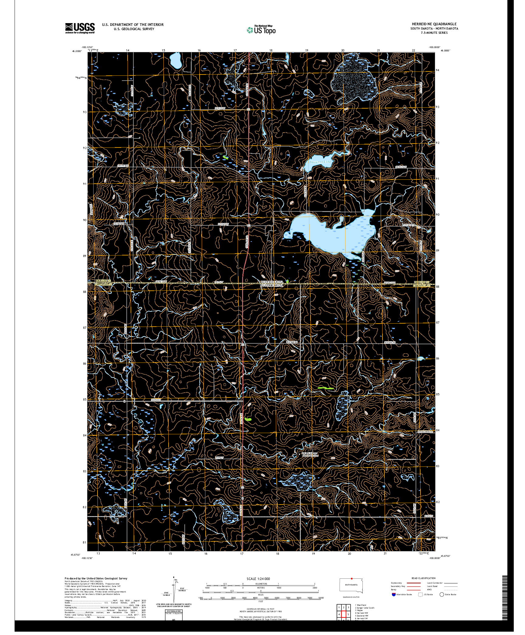 USGS US TOPO 7.5-MINUTE MAP FOR HERREID NE, SD,ND 2021