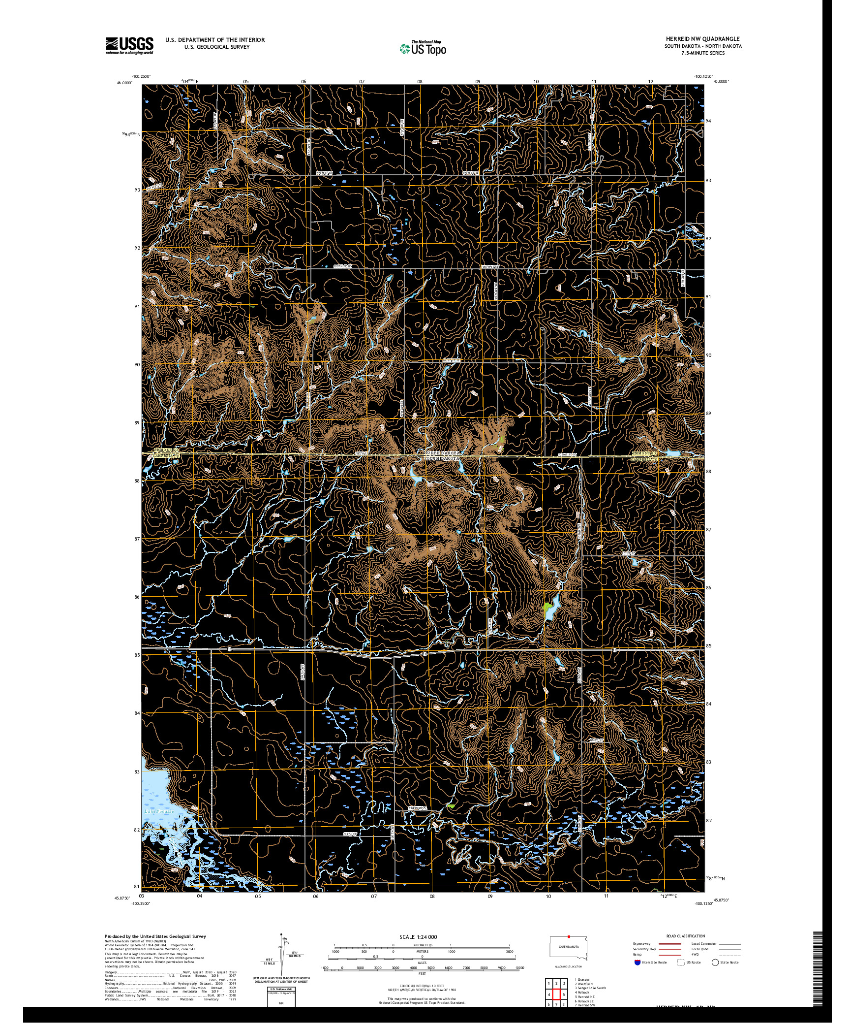 USGS US TOPO 7.5-MINUTE MAP FOR HERREID NW, SD,ND 2021