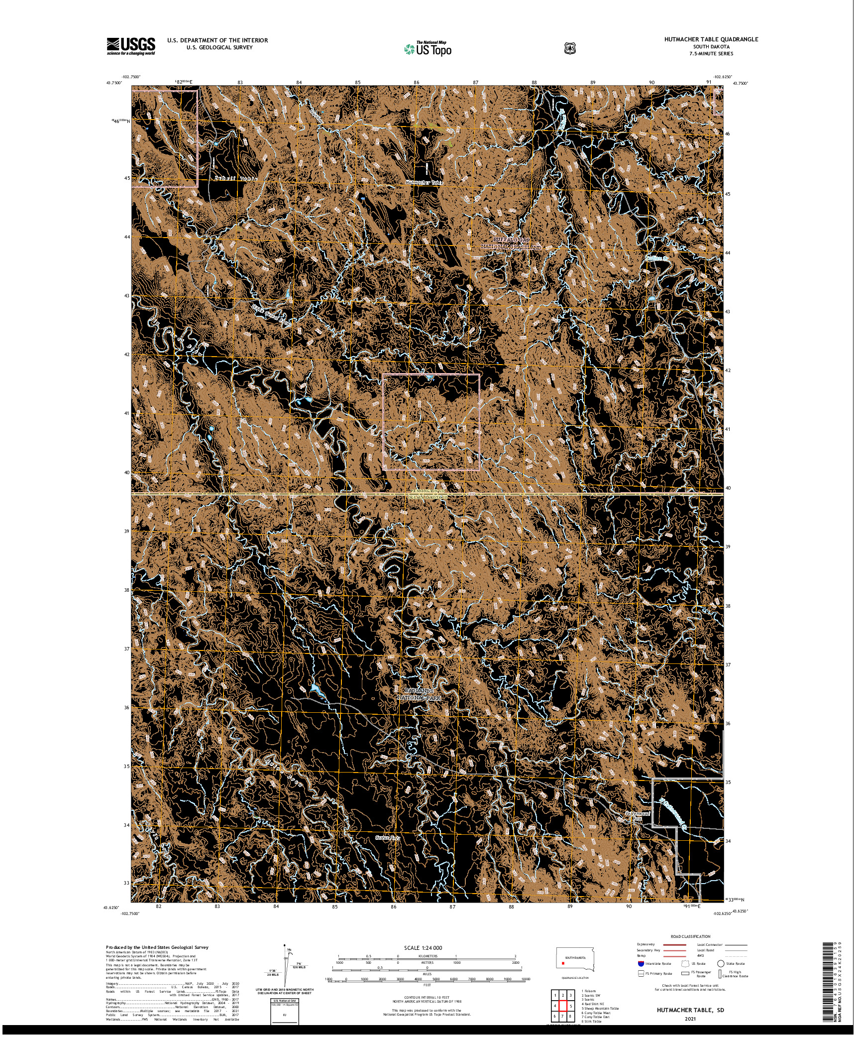 USGS US TOPO 7.5-MINUTE MAP FOR HUTMACHER TABLE, SD 2021