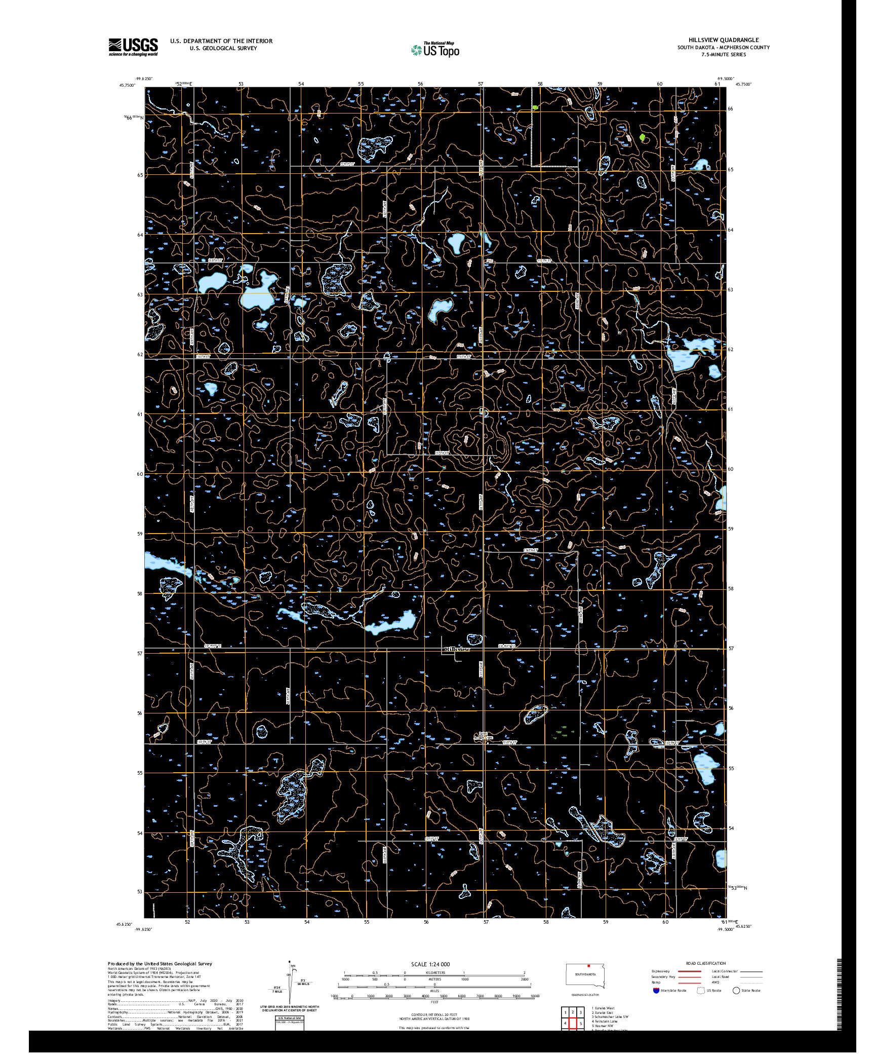 USGS US TOPO 7.5-MINUTE MAP FOR HILLSVIEW, SD 2021