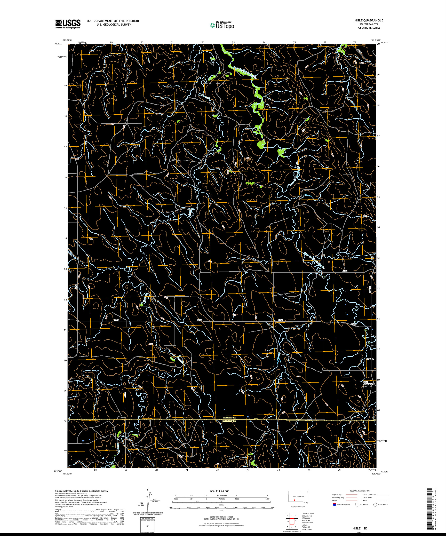 USGS US TOPO 7.5-MINUTE MAP FOR HISLE, SD 2021