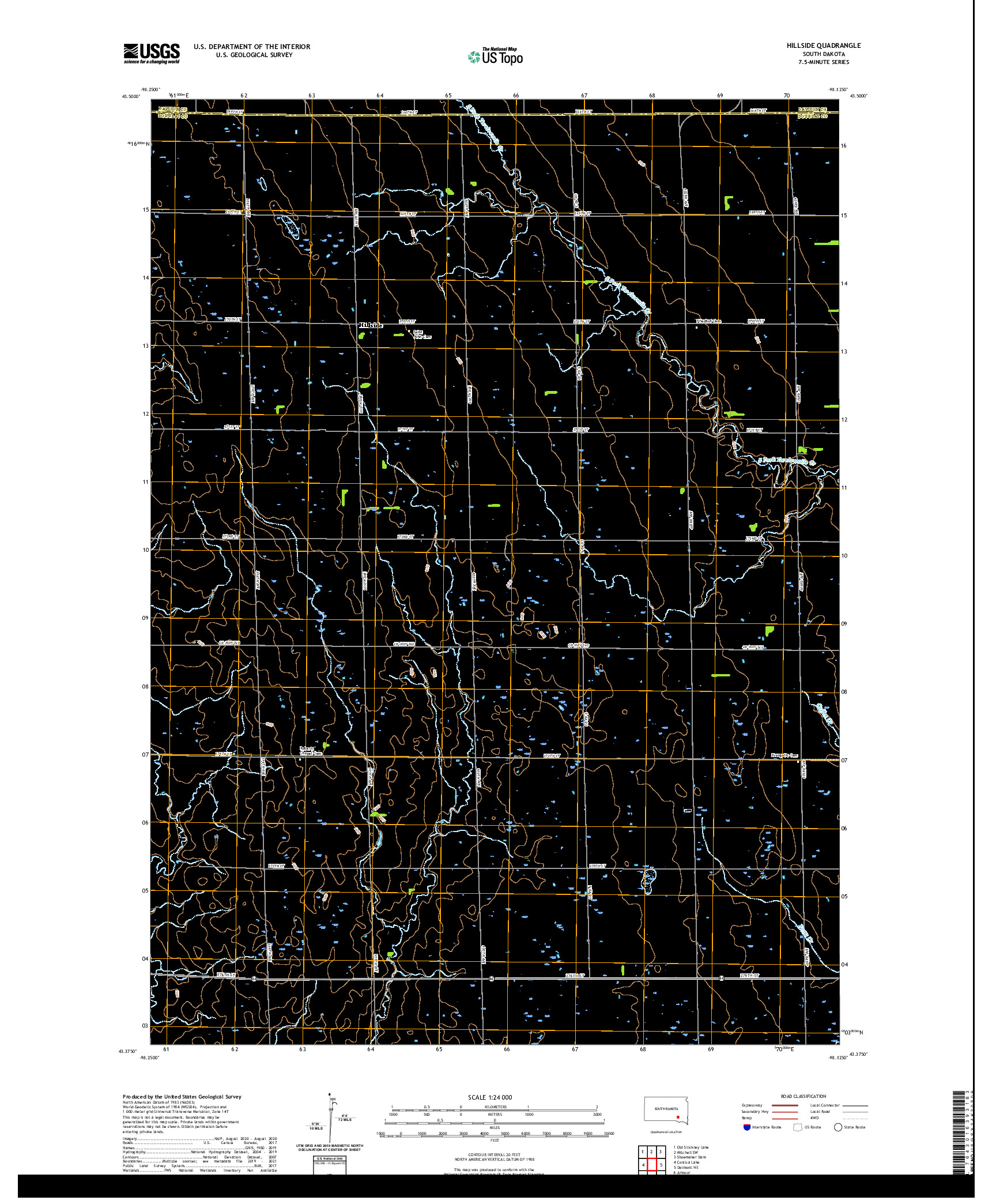 USGS US TOPO 7.5-MINUTE MAP FOR HILLSIDE, SD 2021