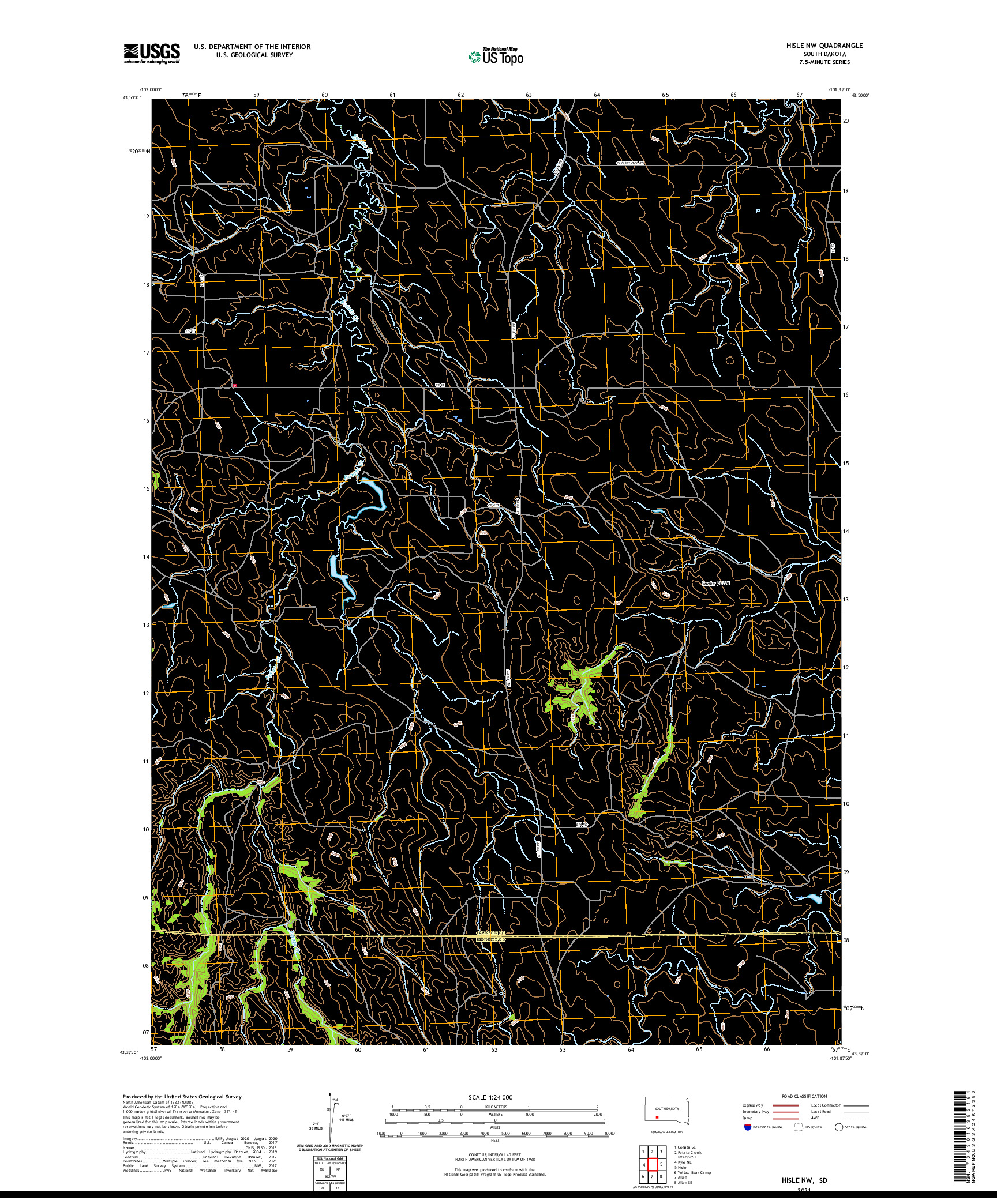 USGS US TOPO 7.5-MINUTE MAP FOR HISLE NW, SD 2021