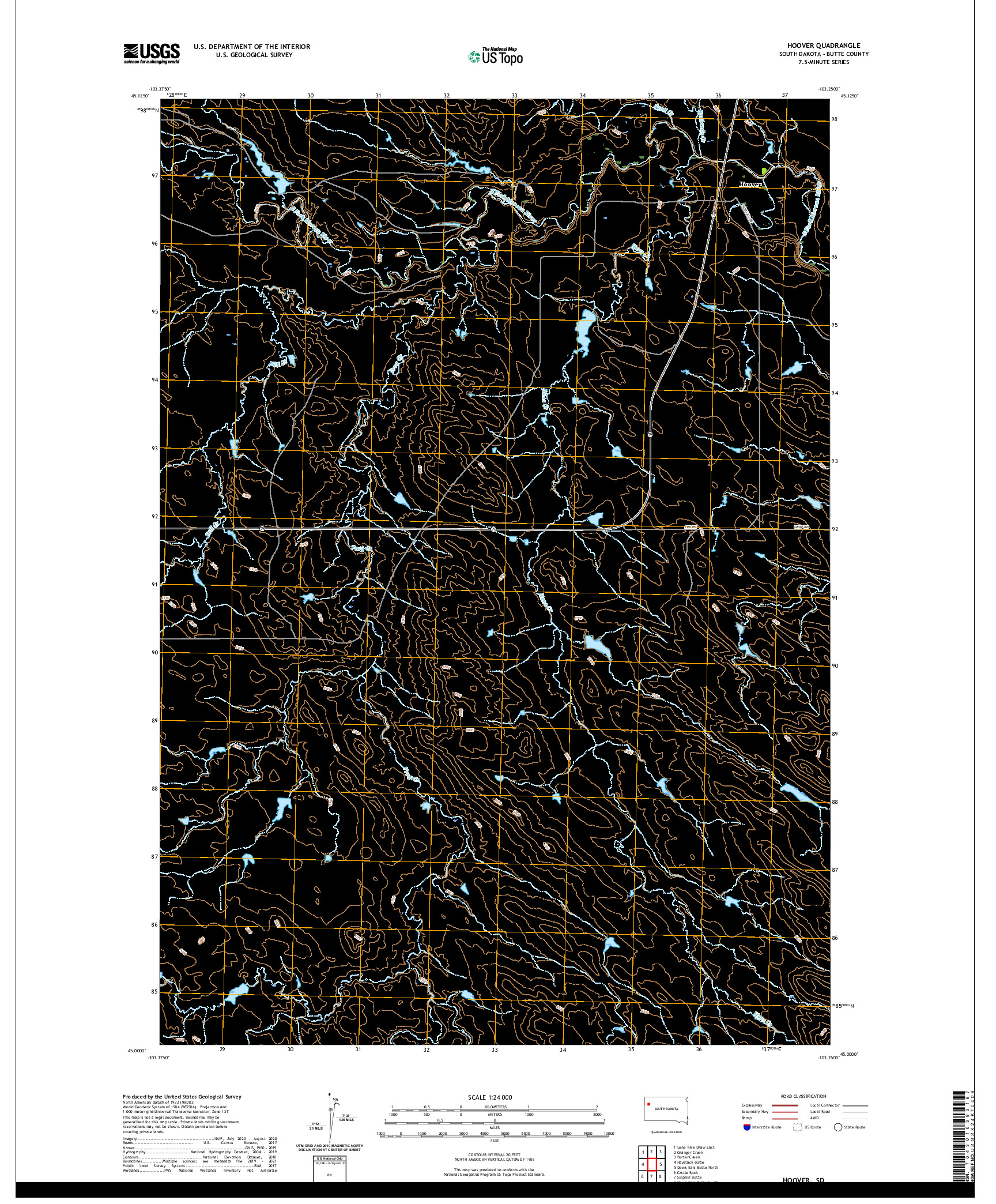 USGS US TOPO 7.5-MINUTE MAP FOR HOOVER, SD 2021