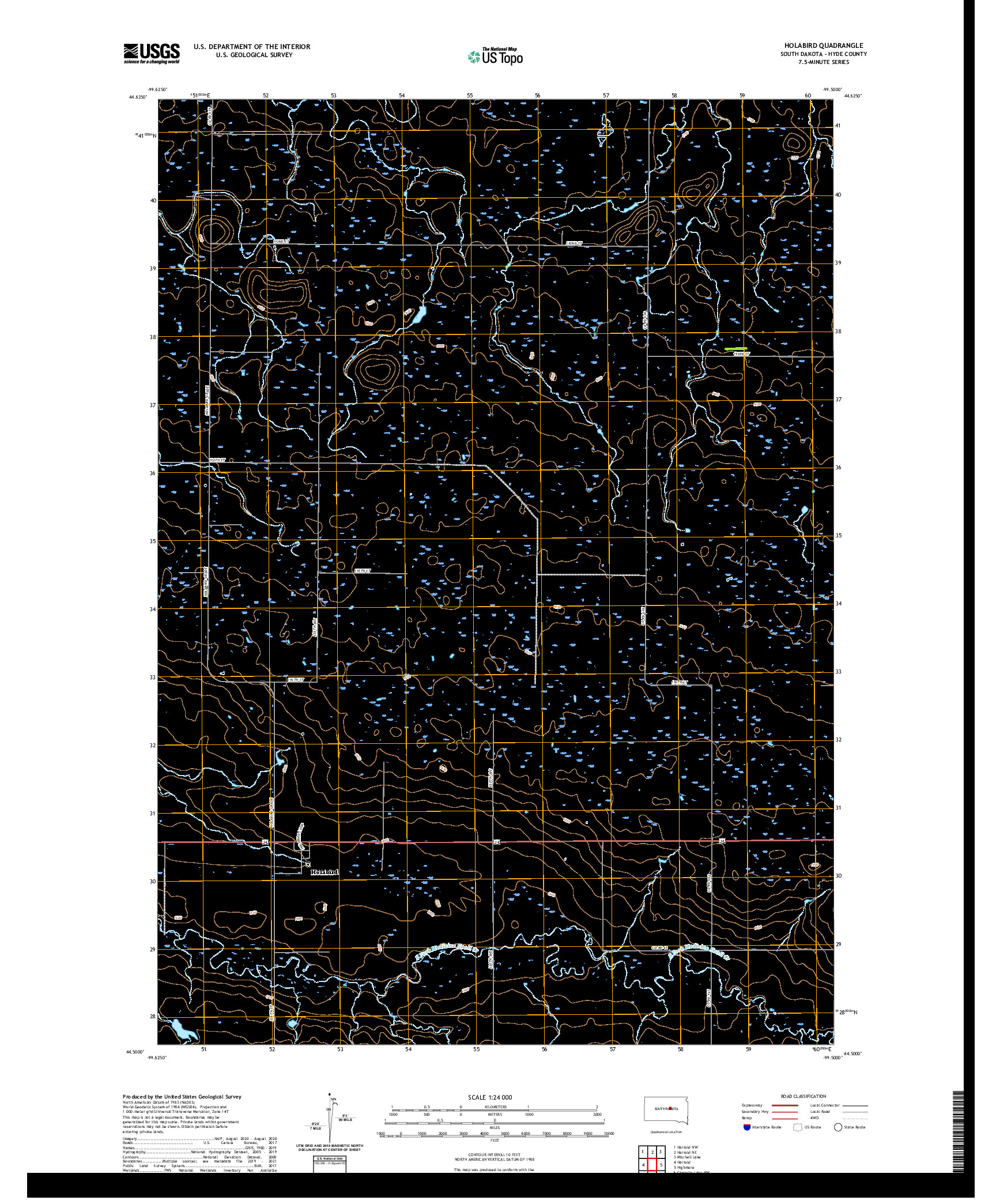 USGS US TOPO 7.5-MINUTE MAP FOR HOLABIRD, SD 2021