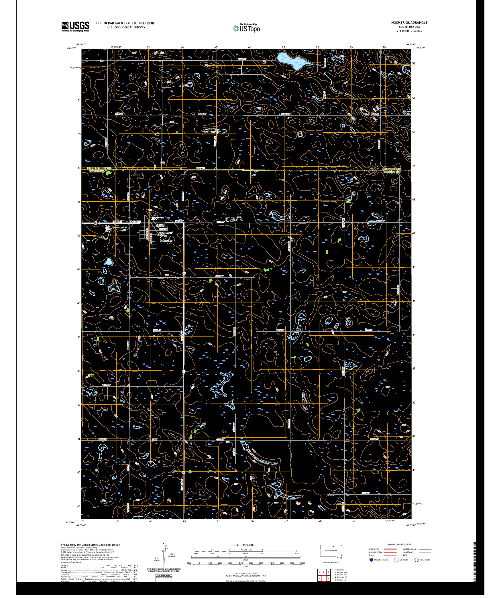 USGS US TOPO 7.5-MINUTE MAP FOR HOSMER, SD 2021