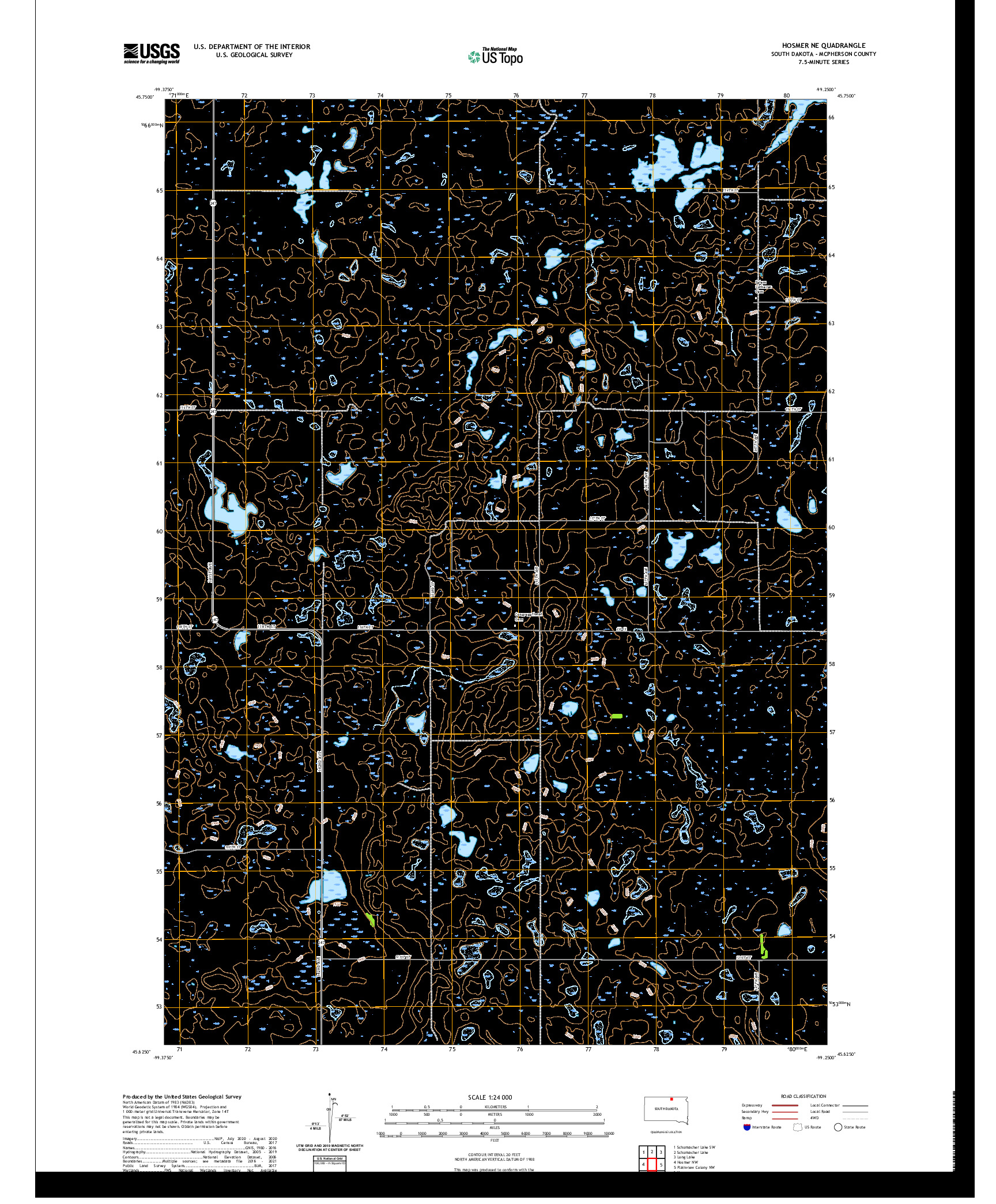 USGS US TOPO 7.5-MINUTE MAP FOR HOSMER NE, SD 2021