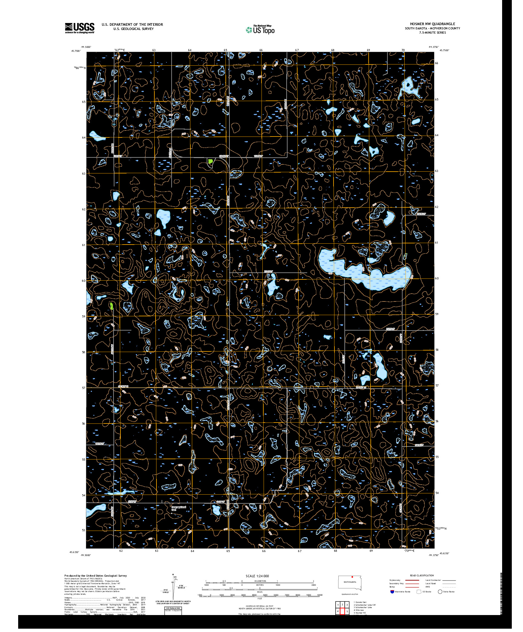 USGS US TOPO 7.5-MINUTE MAP FOR HOSMER NW, SD 2021