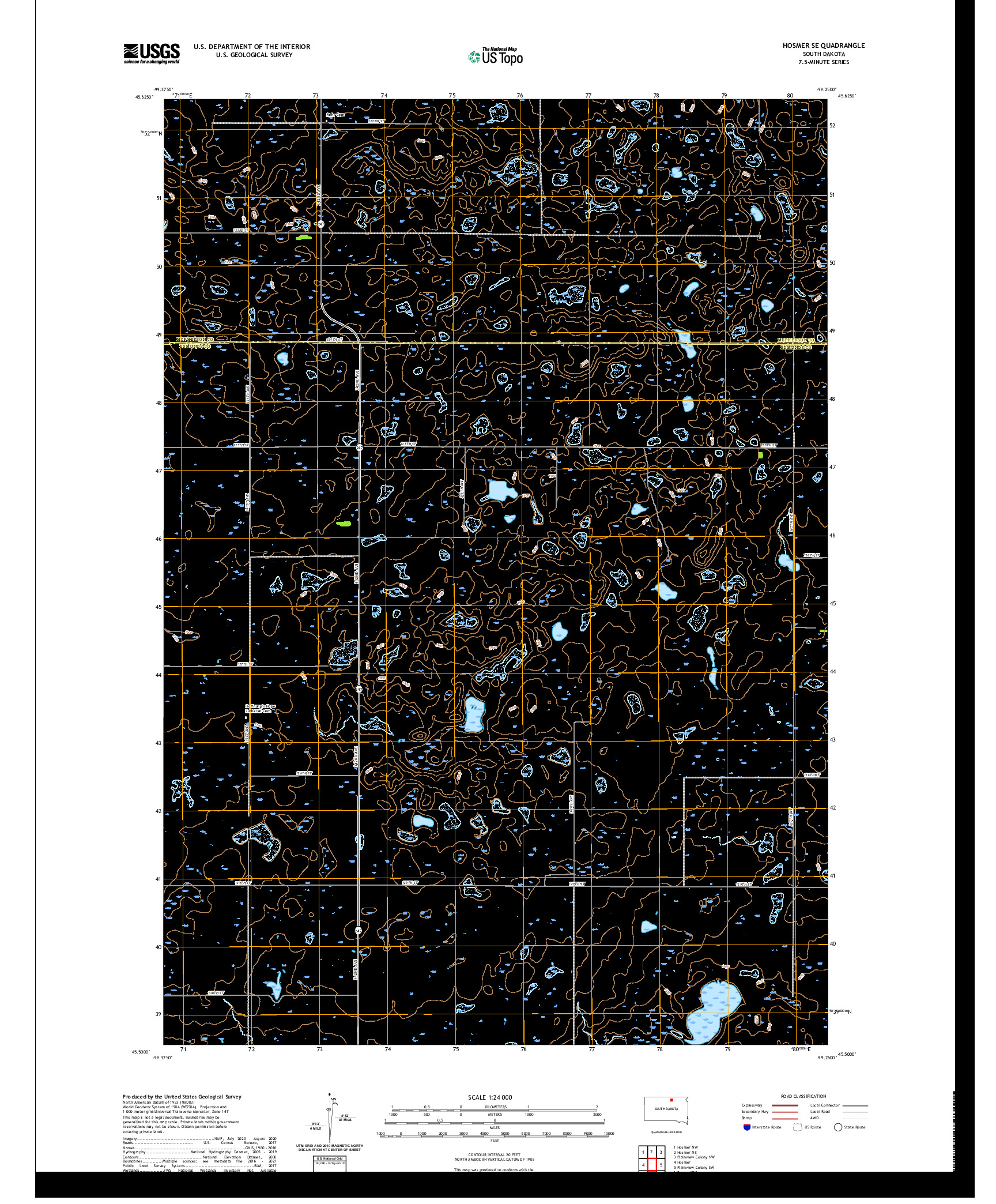 USGS US TOPO 7.5-MINUTE MAP FOR HOSMER SE, SD 2021