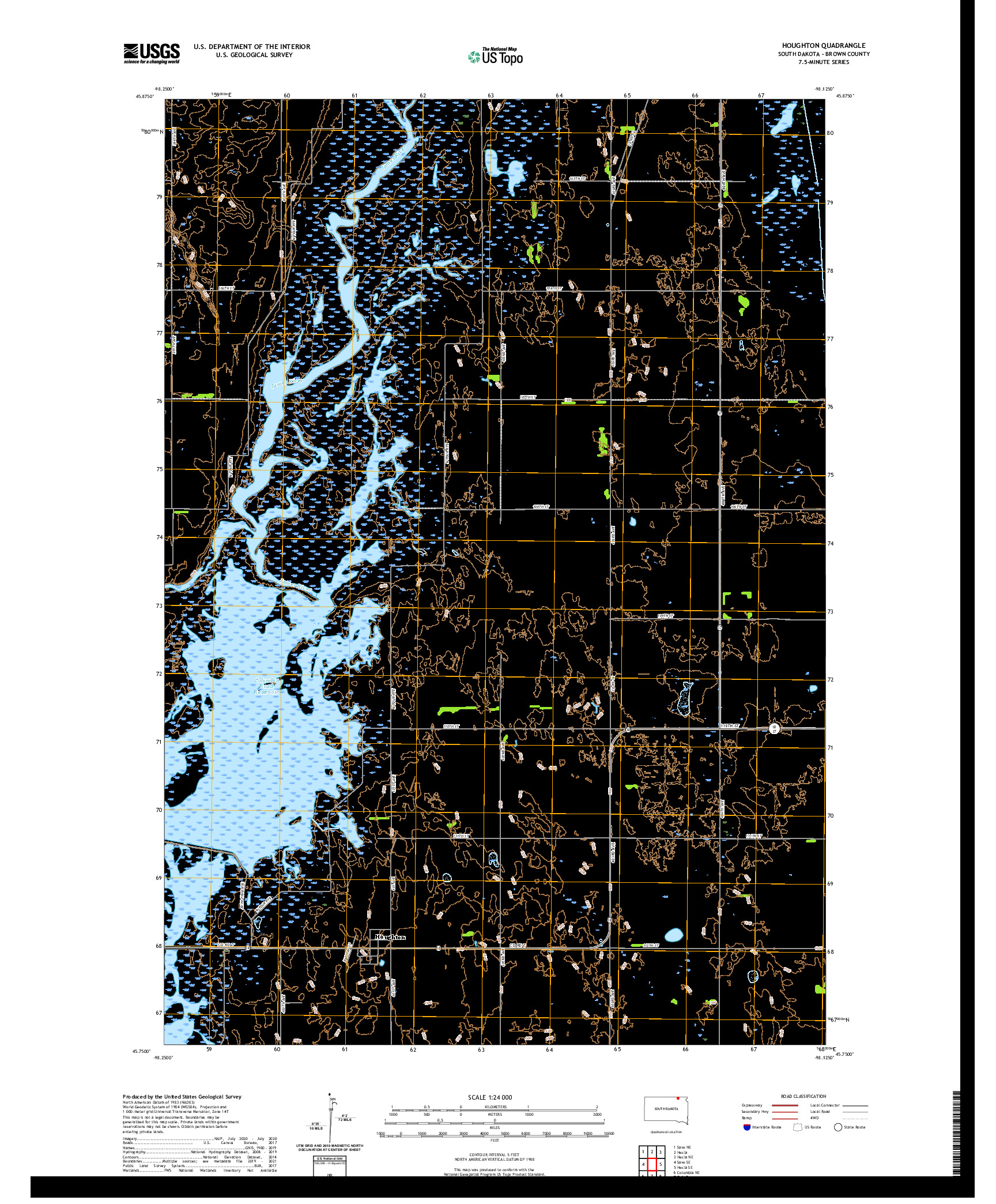 USGS US TOPO 7.5-MINUTE MAP FOR HOUGHTON, SD 2021