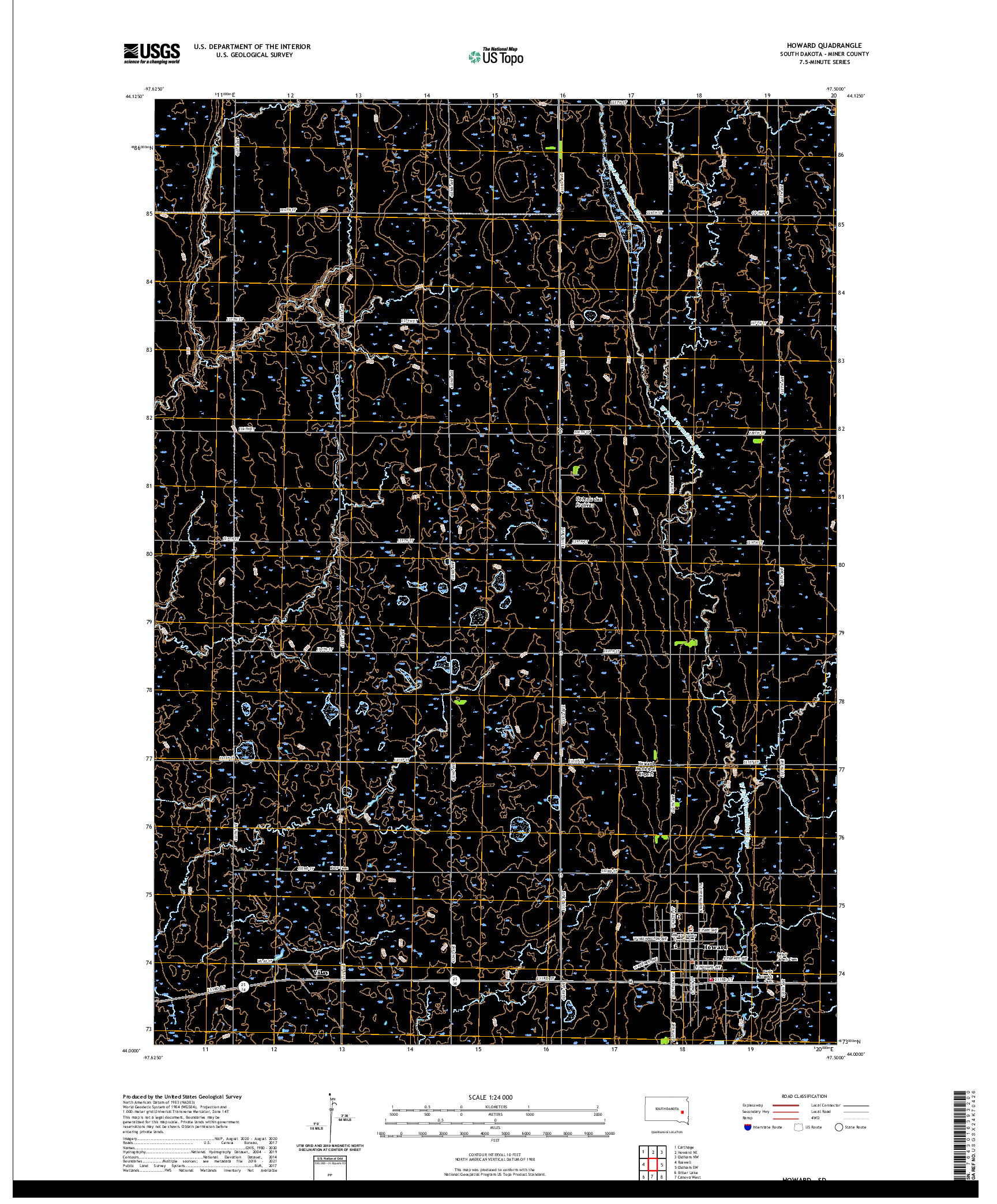 USGS US TOPO 7.5-MINUTE MAP FOR HOWARD, SD 2021