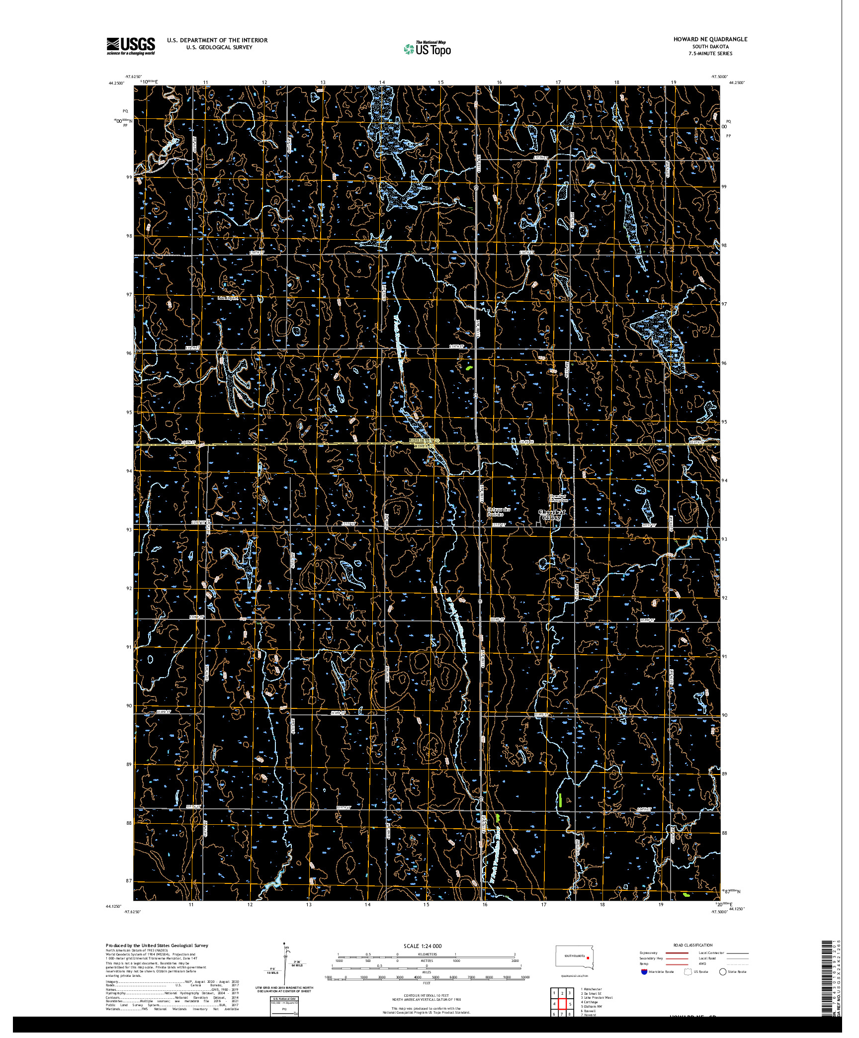 USGS US TOPO 7.5-MINUTE MAP FOR HOWARD NE, SD 2021