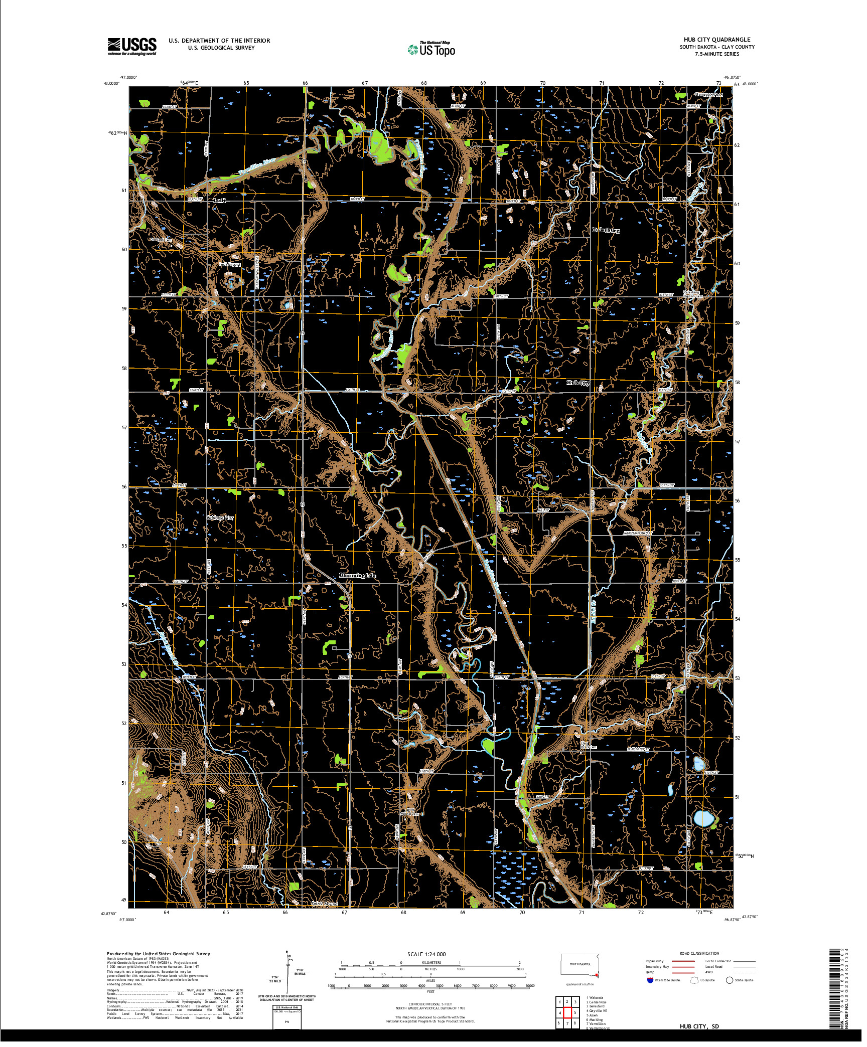 USGS US TOPO 7.5-MINUTE MAP FOR HUB CITY, SD 2021