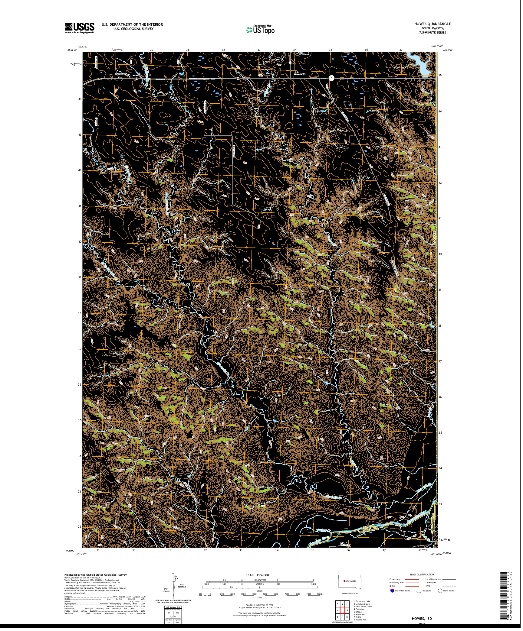 USGS US TOPO 7.5-MINUTE MAP FOR HOWES, SD 2021