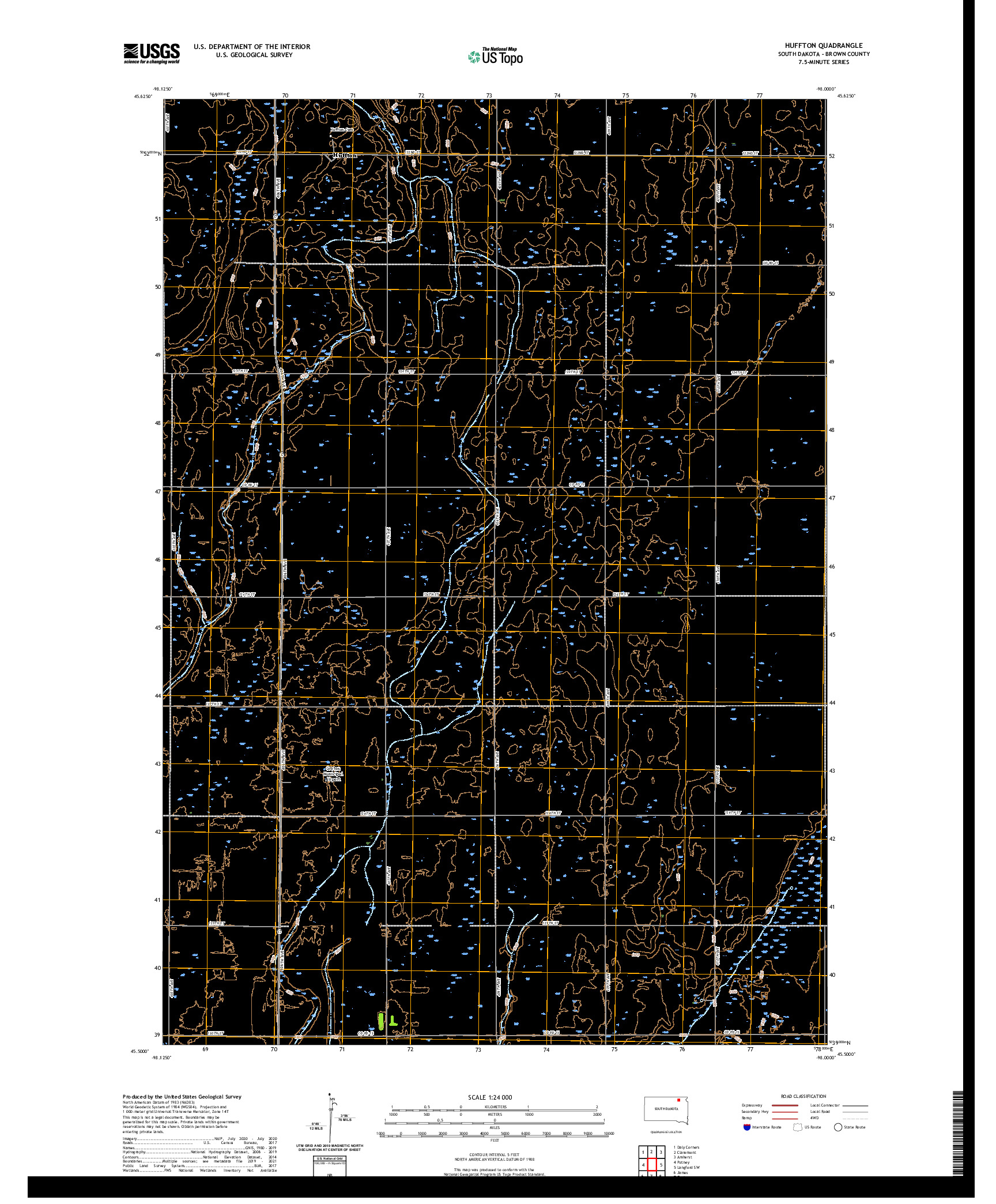 USGS US TOPO 7.5-MINUTE MAP FOR HUFFTON, SD 2021