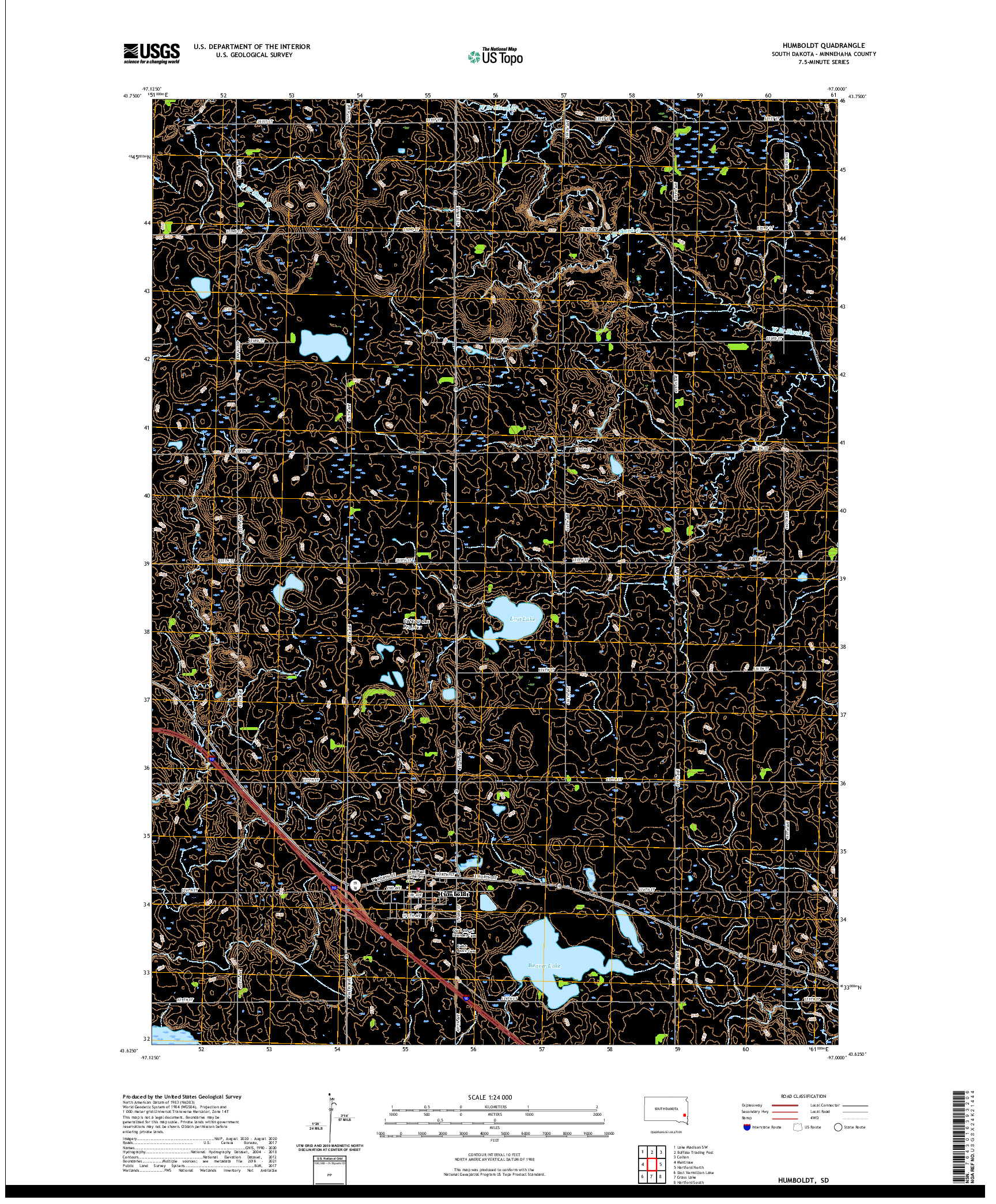 USGS US TOPO 7.5-MINUTE MAP FOR HUMBOLDT, SD 2021