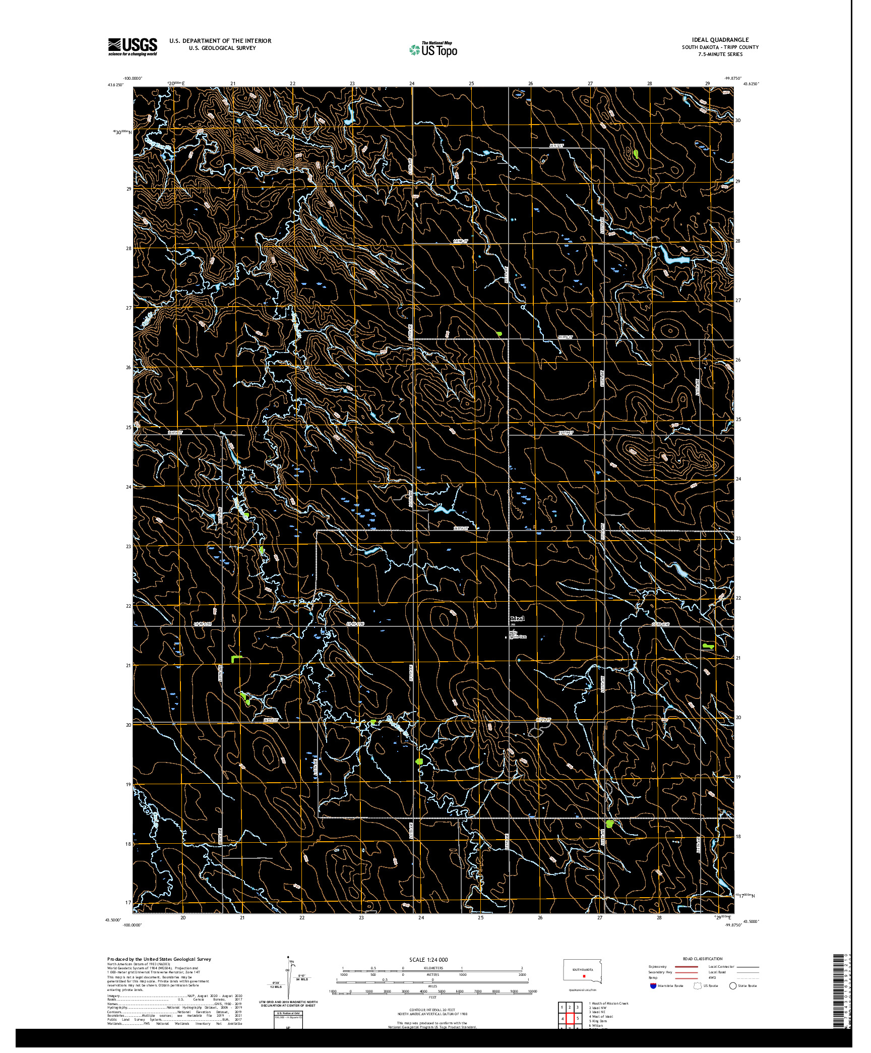 USGS US TOPO 7.5-MINUTE MAP FOR IDEAL, SD 2021