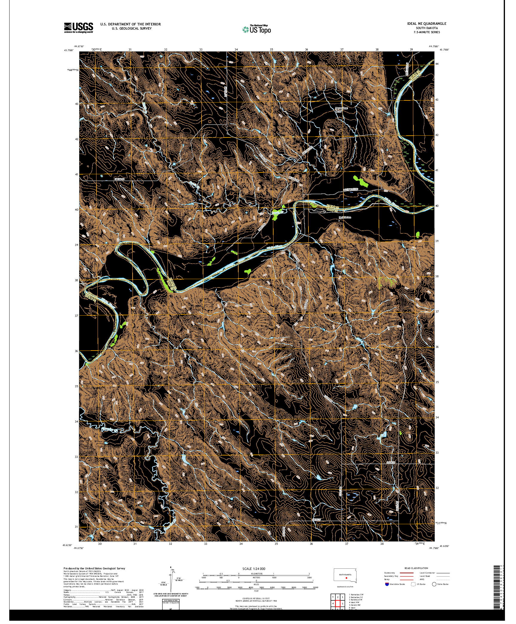 USGS US TOPO 7.5-MINUTE MAP FOR IDEAL NE, SD 2021